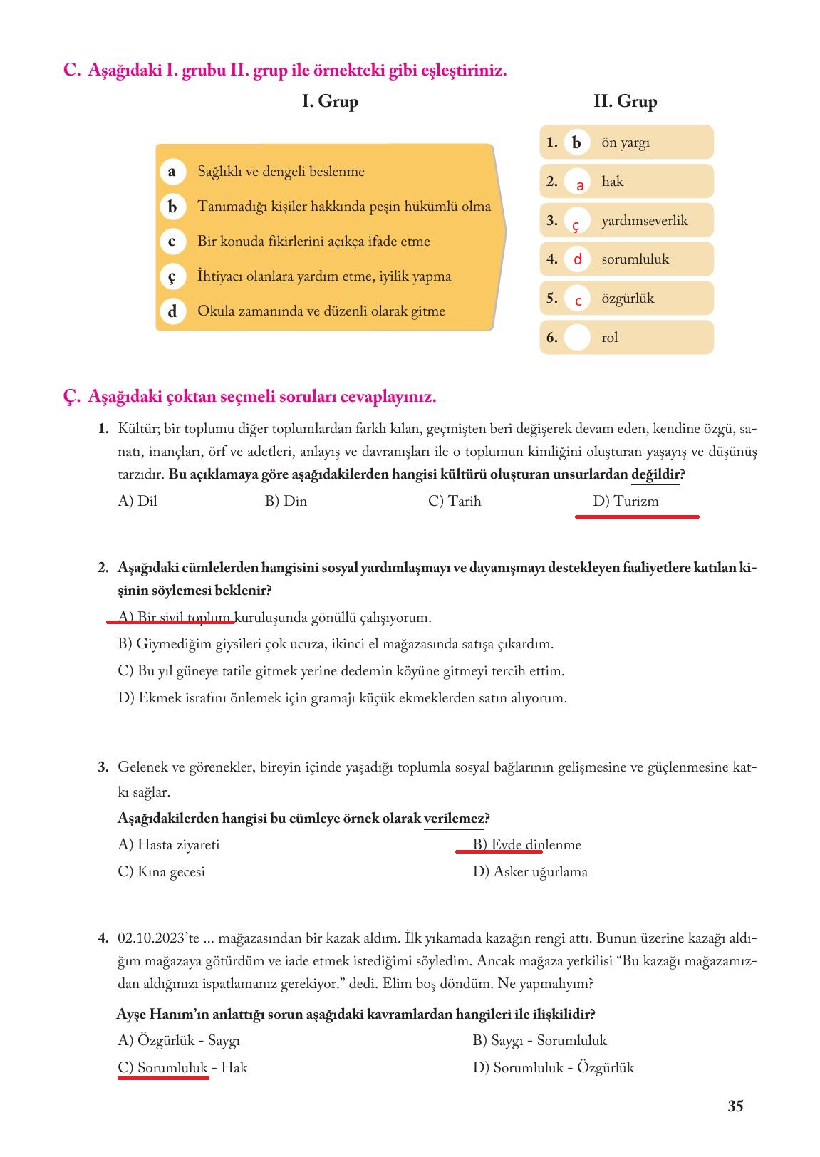 6. Sınıf Evos Yayınları Sosyal Bilgiler Ders Kitabı Sayfa 35 Cevapları