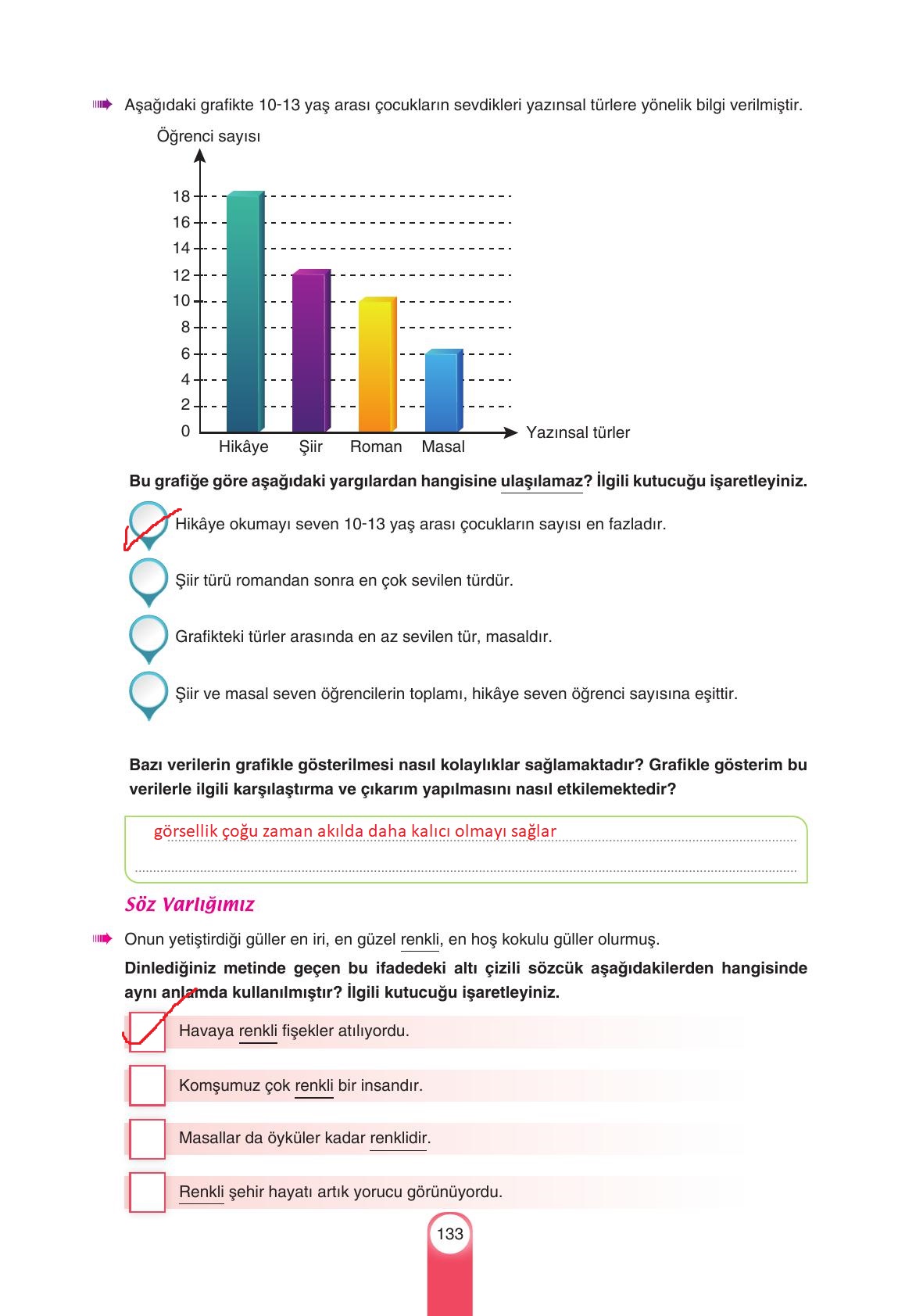 6. Sınıf Yıldırım Yayınları Türkçe Ders Kitabı Sayfa 133 Cevapları