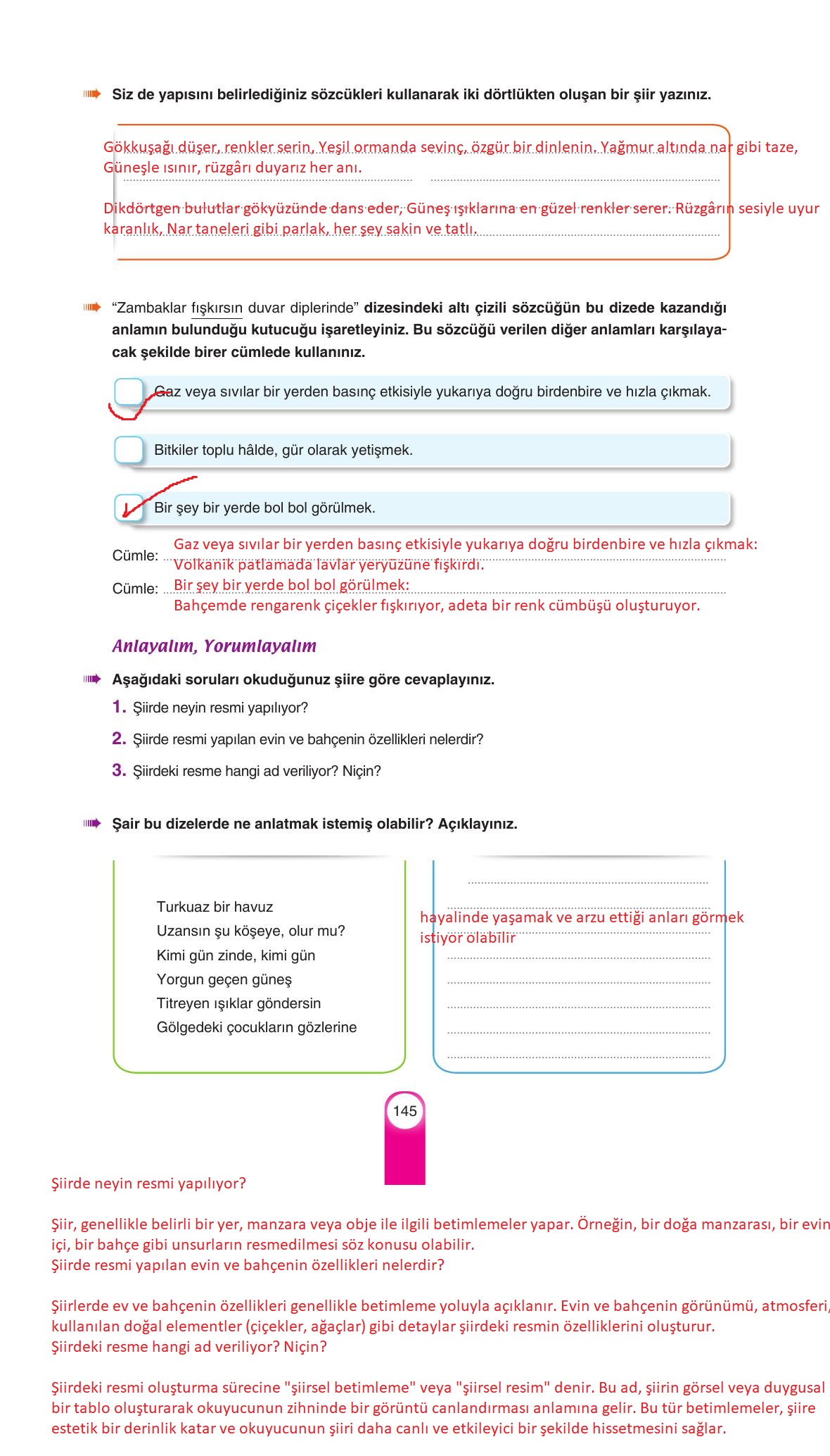 6. Sınıf Yıldırım Yayınları Türkçe Ders Kitabı Sayfa 145 Cevapları