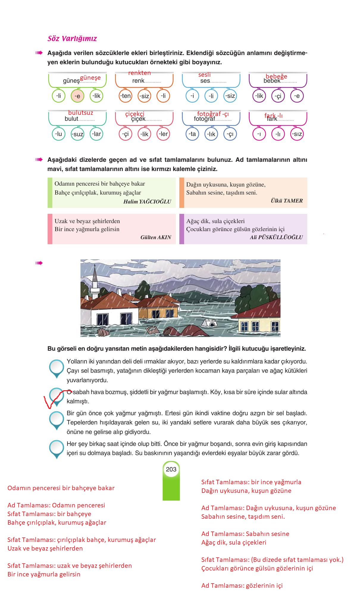 6. Sınıf Yıldırım Yayınları Türkçe Ders Kitabı Sayfa 203 Cevapları