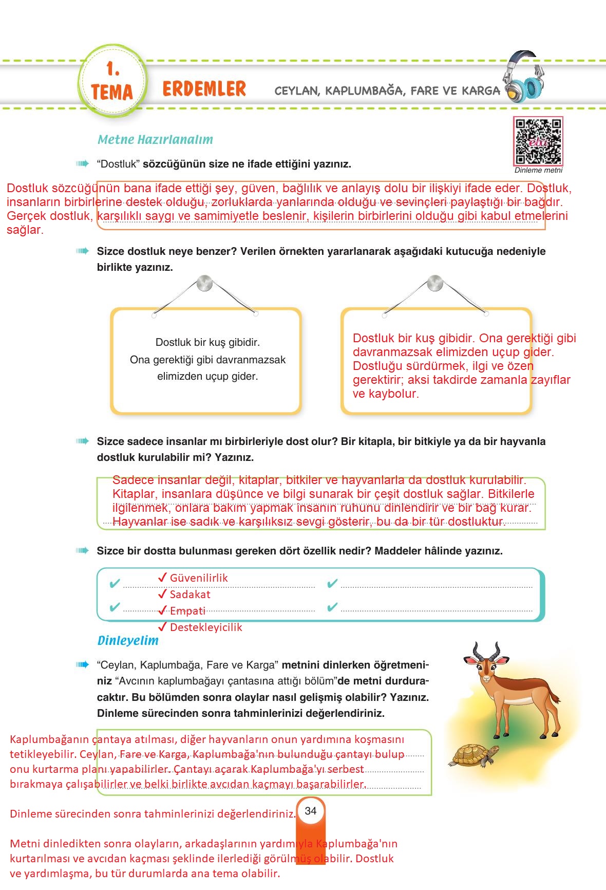 6. Sınıf Yıldırım Yayınları Türkçe Ders Kitabı Sayfa 34 Cevapları