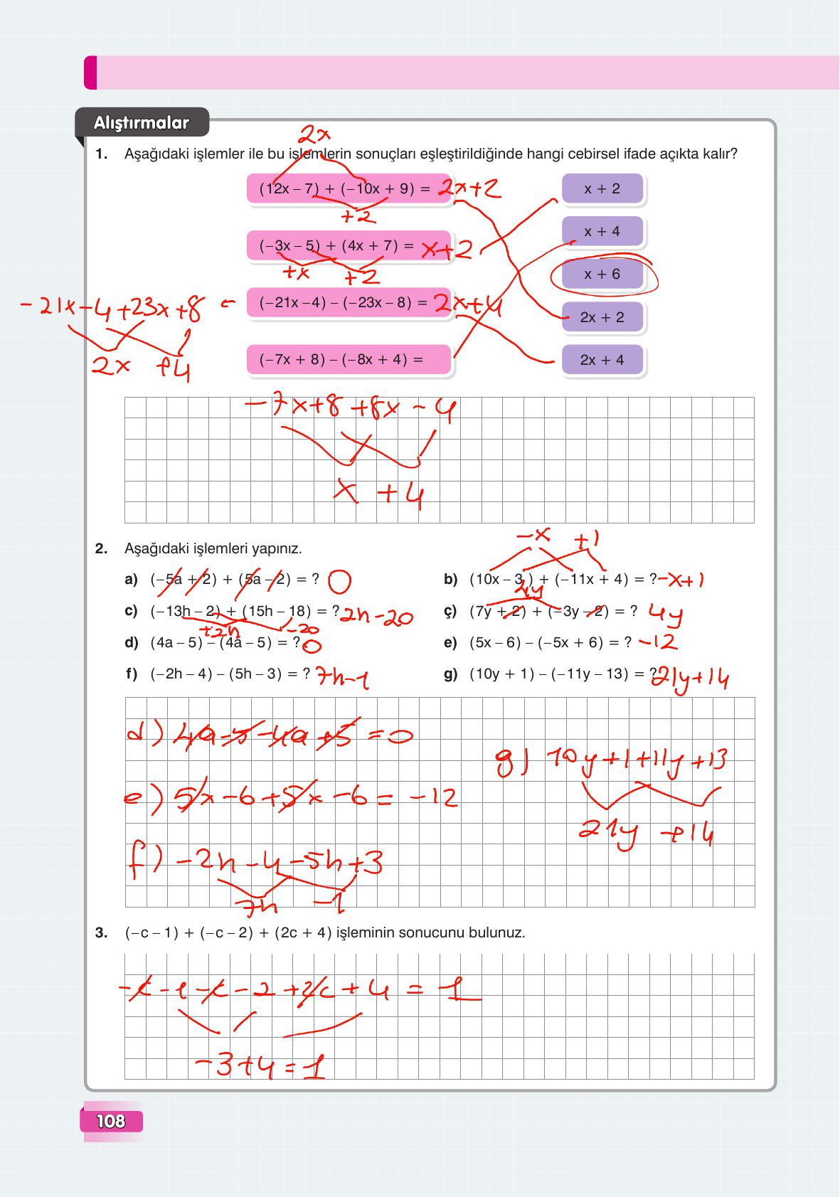 7. Sınıf Edat Yayınları Matematik Ders Kitabı Sayfa 108 Cevapları