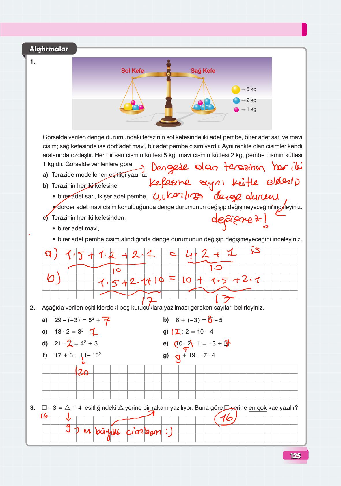 7. Sınıf Edat Yayınları Matematik Ders Kitabı Sayfa 125 Cevapları