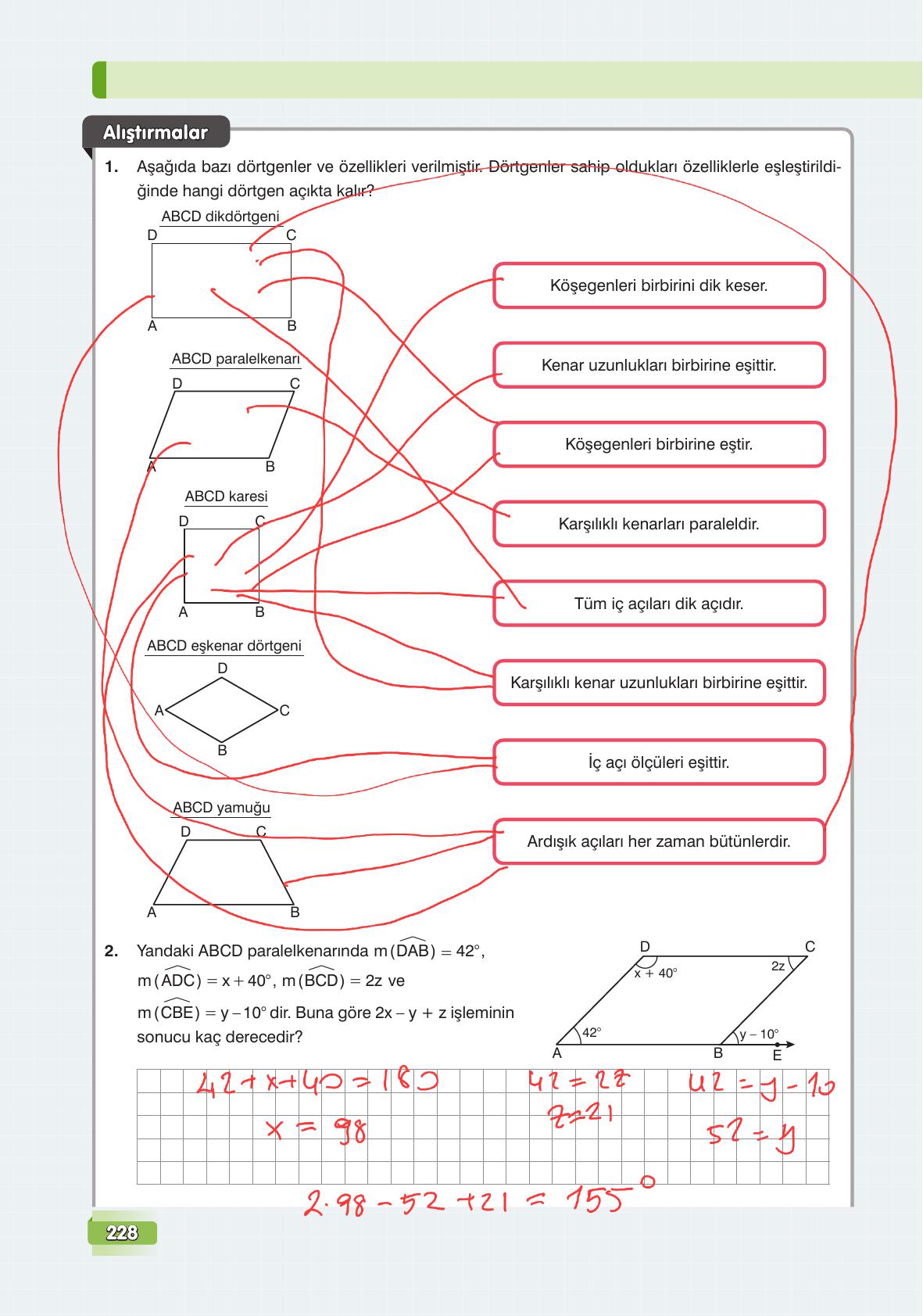 7. Sınıf Edat Yayınları Matematik Ders Kitabı Sayfa 228 Cevapları