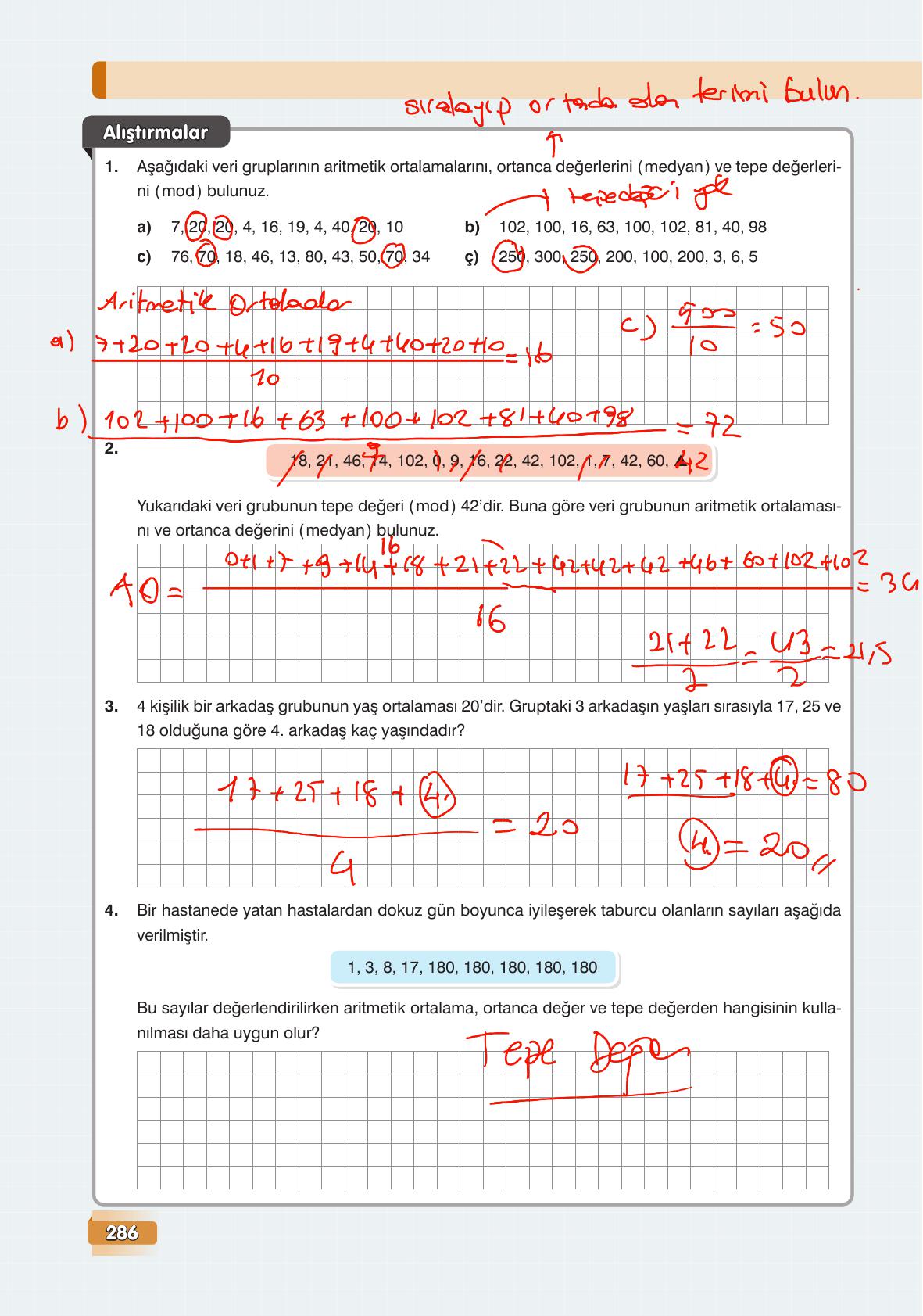 7. Sınıf Edat Yayınları Matematik Ders Kitabı Sayfa 286 Cevapları