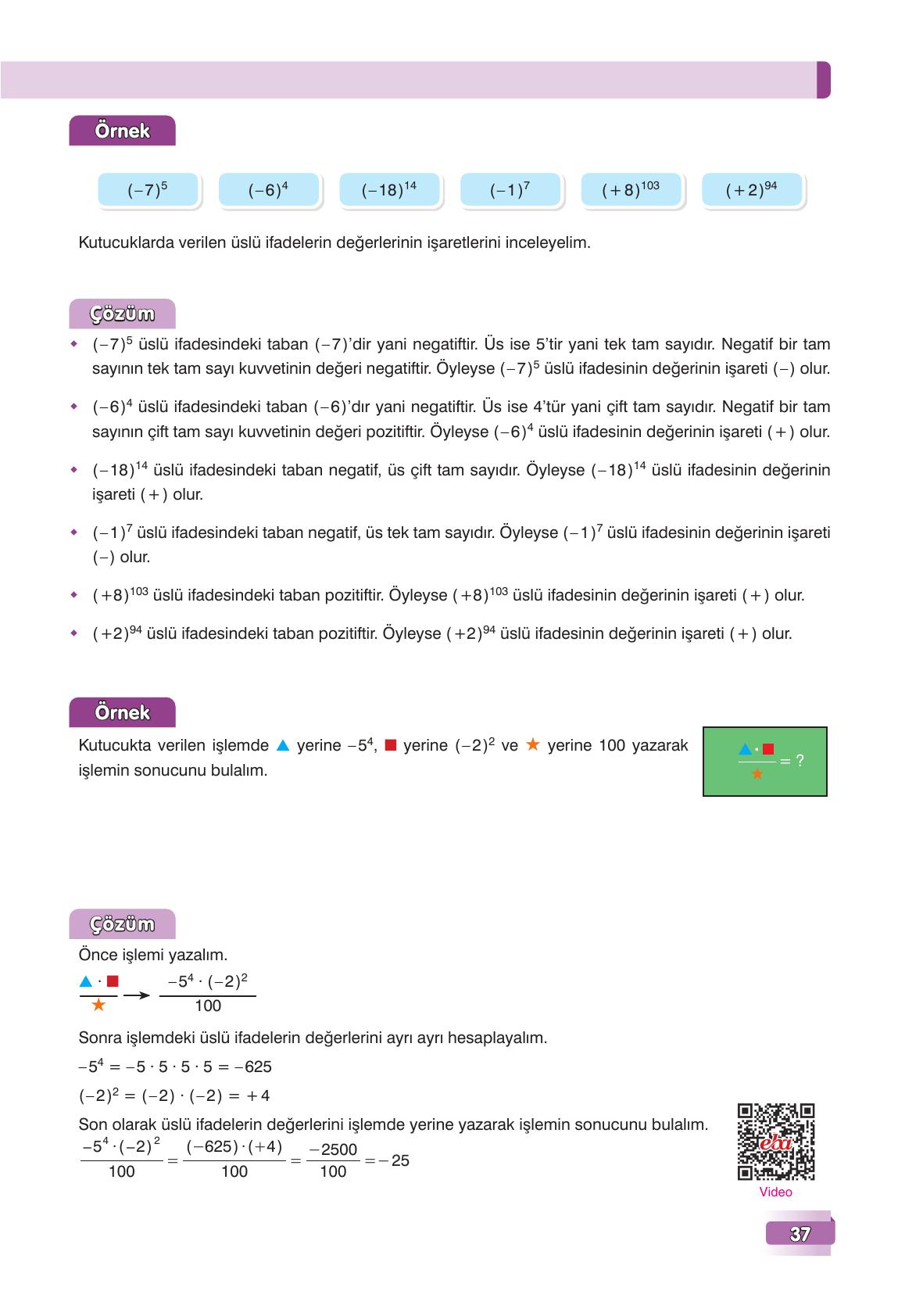 7. Sınıf Edat Yayınları Matematik Ders Kitabı Sayfa 37 Cevapları