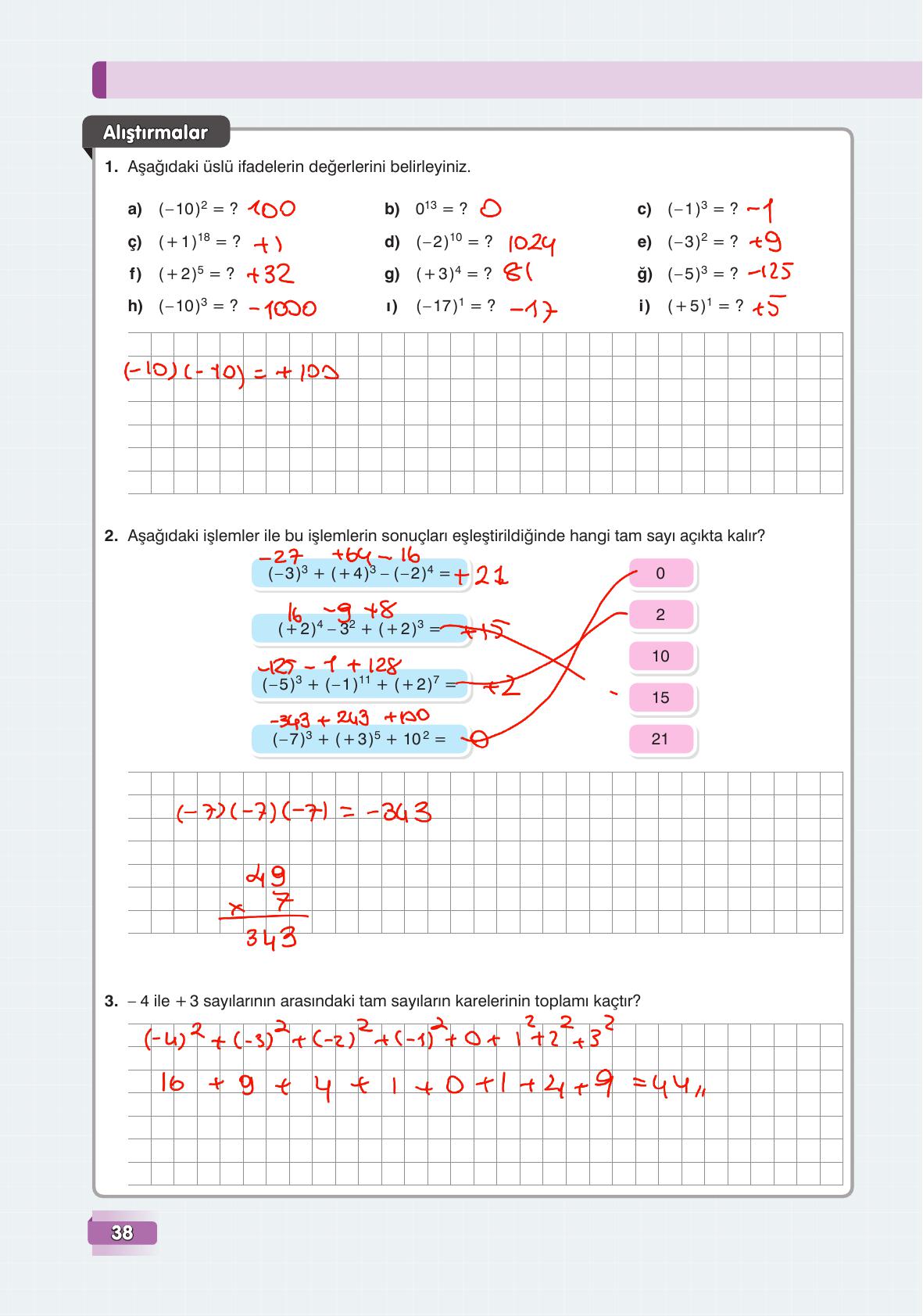 7. Sınıf Edat Yayınları Matematik Ders Kitabı Sayfa 38 Cevapları