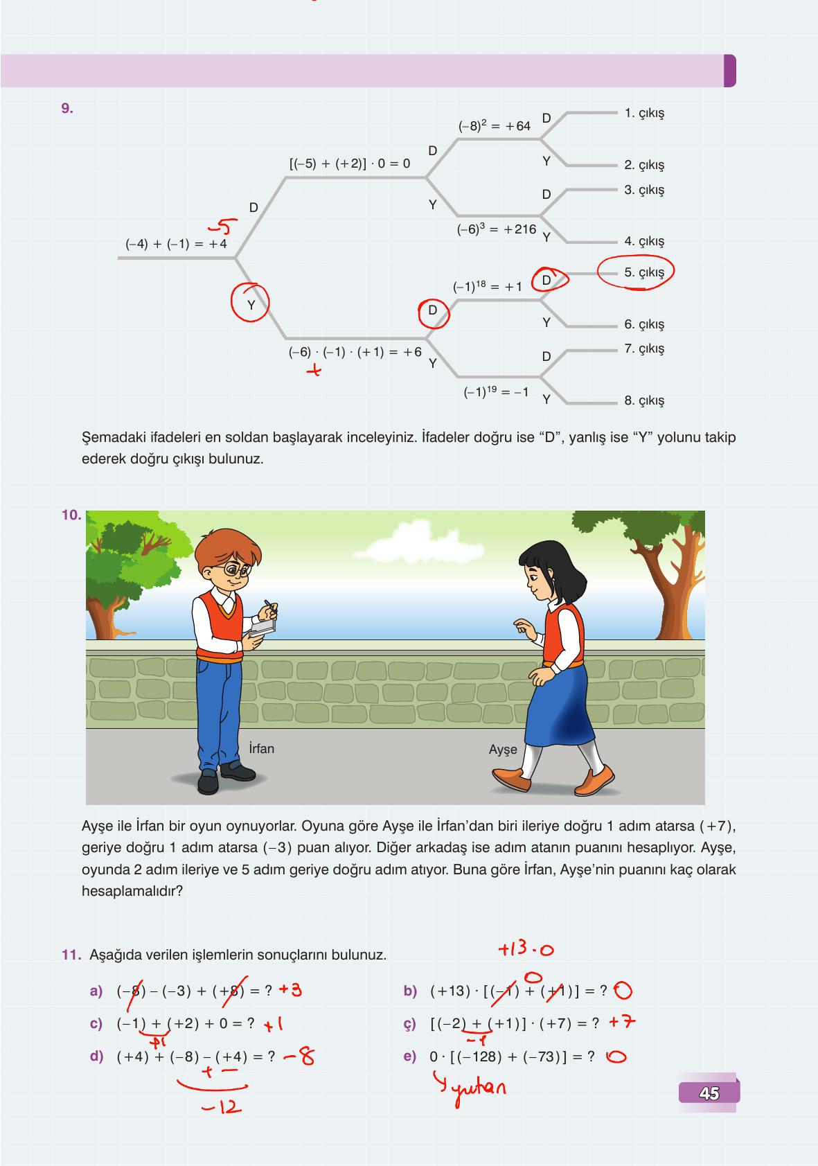 7. Sınıf Edat Yayınları Matematik Ders Kitabı Sayfa 45 Cevapları