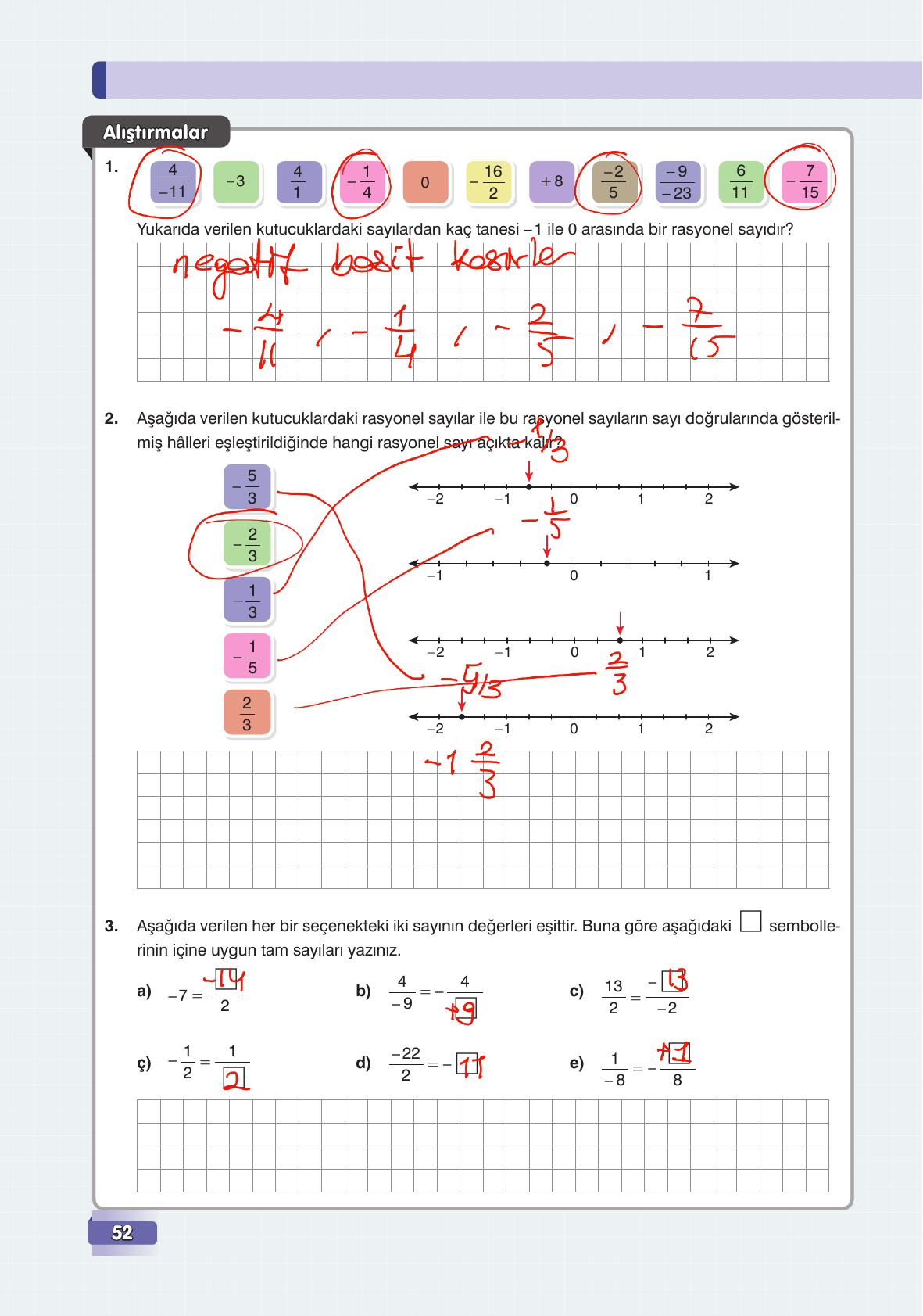 7. Sınıf Edat Yayınları Matematik Ders Kitabı Sayfa 52 Cevapları