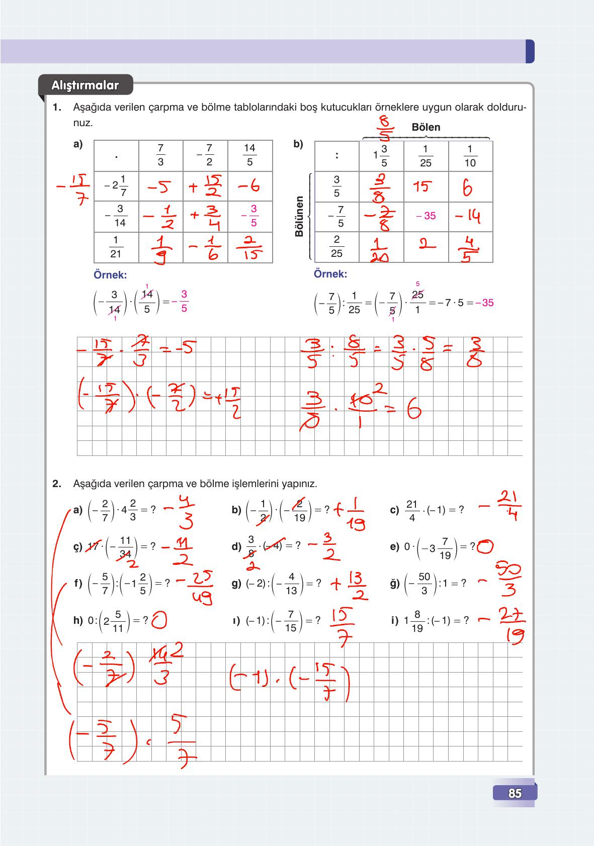 7. Sınıf Edat Yayınları Matematik Ders Kitabı Sayfa 85 Cevapları