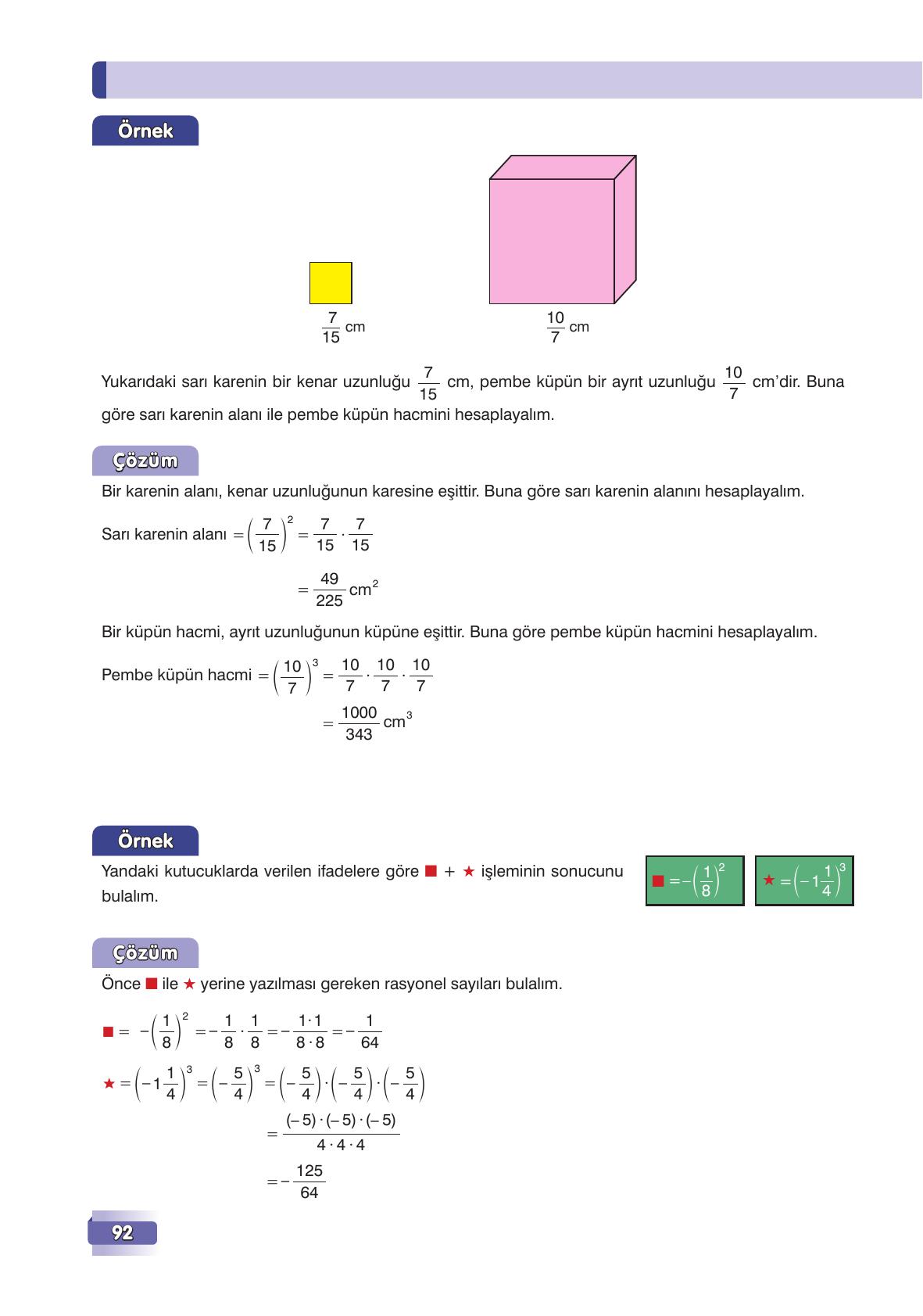 7. Sınıf Edat Yayınları Matematik Ders Kitabı Sayfa 92 Cevapları