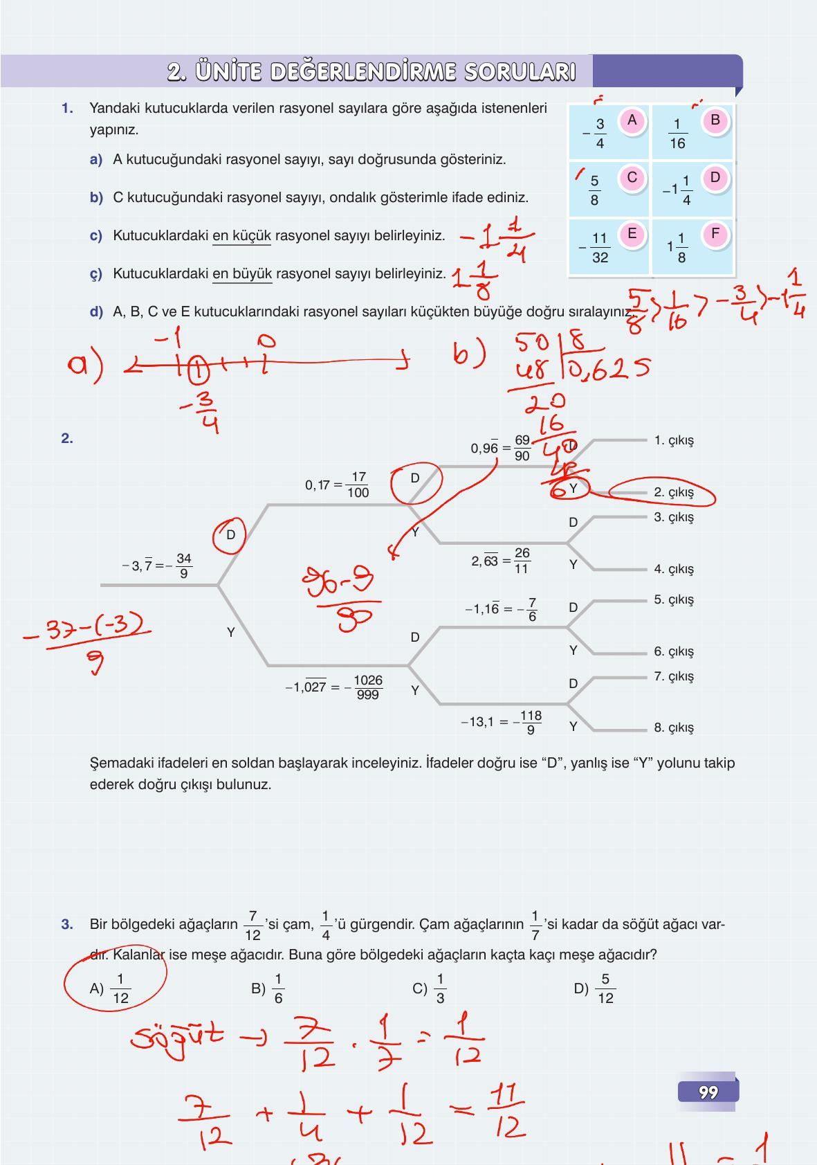 7. Sınıf Edat Yayınları Matematik Ders Kitabı Sayfa 99 Cevapları