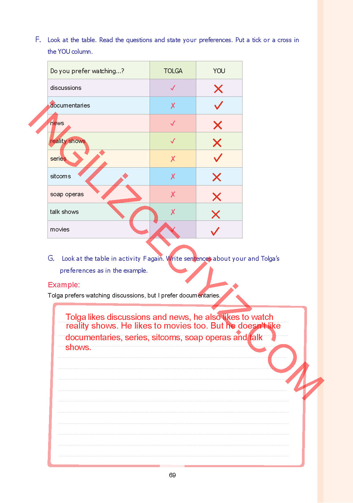 7. Sınıf Yıldırım Yayınları İngilizce Ders Kitabı Sayfa 69 Cevapları