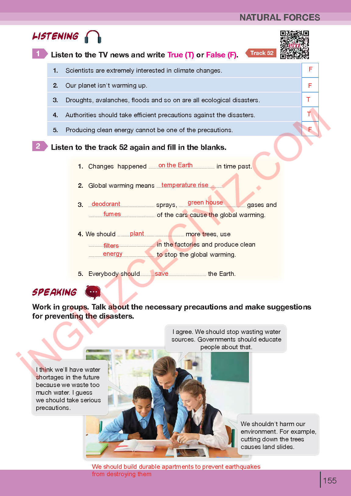 8. Sınıf Bilim Kültür Yayınları İngilizce Ders Kitabı Sayfa 155 Cevapları