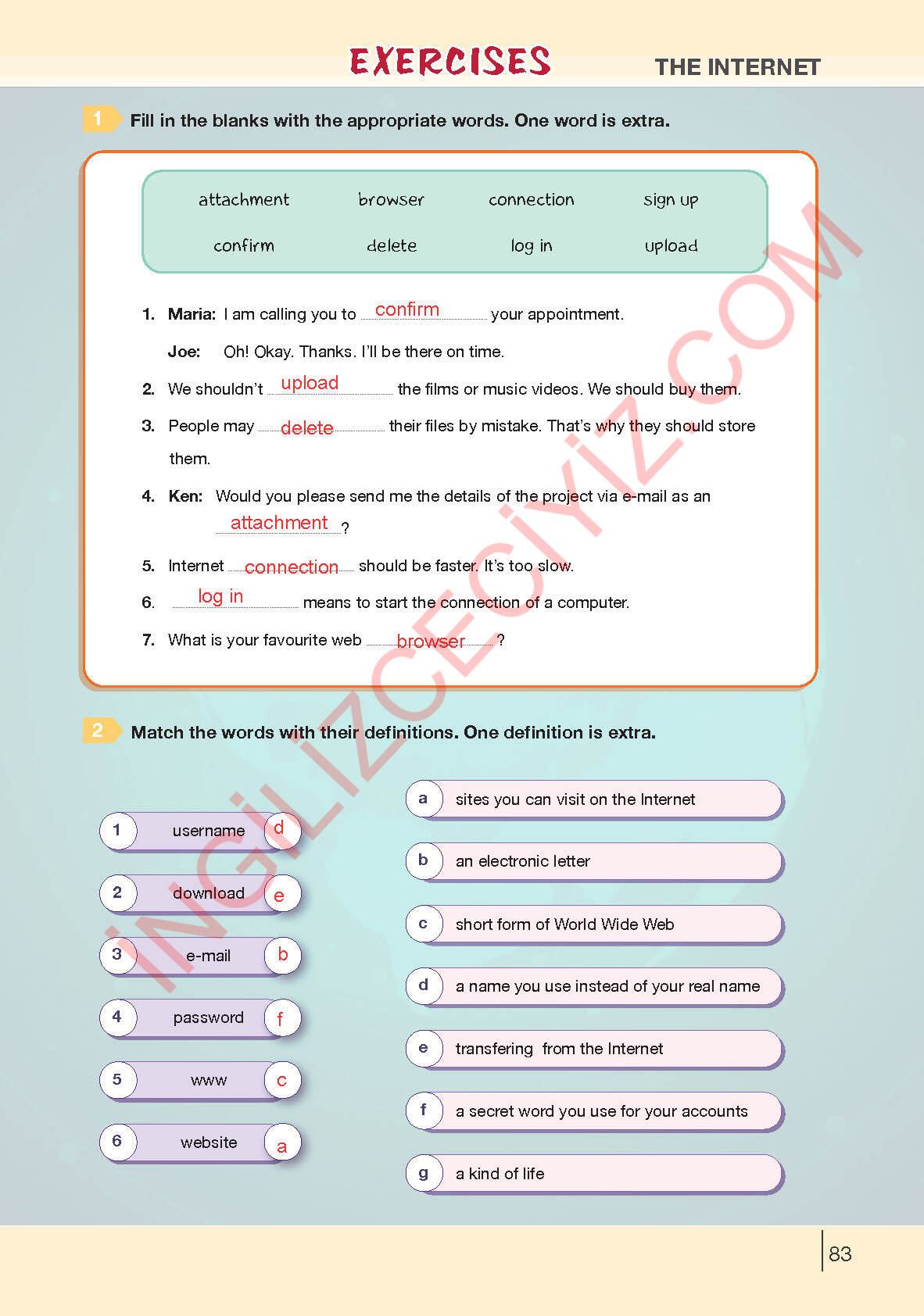 8. Sınıf Bilim Kültür Yayınları İngilizce Ders Kitabı Sayfa 83 Cevapları