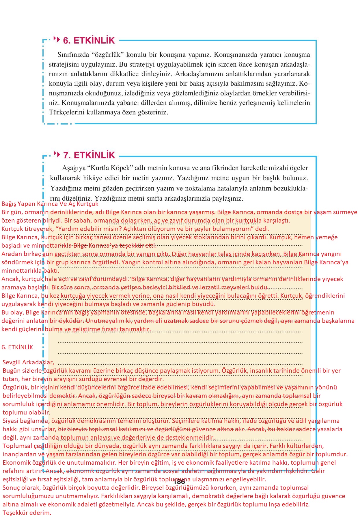 8. Sınıf Hecce Yayınları Türkçe Ders Kitabı Sayfa 186 Cevapları