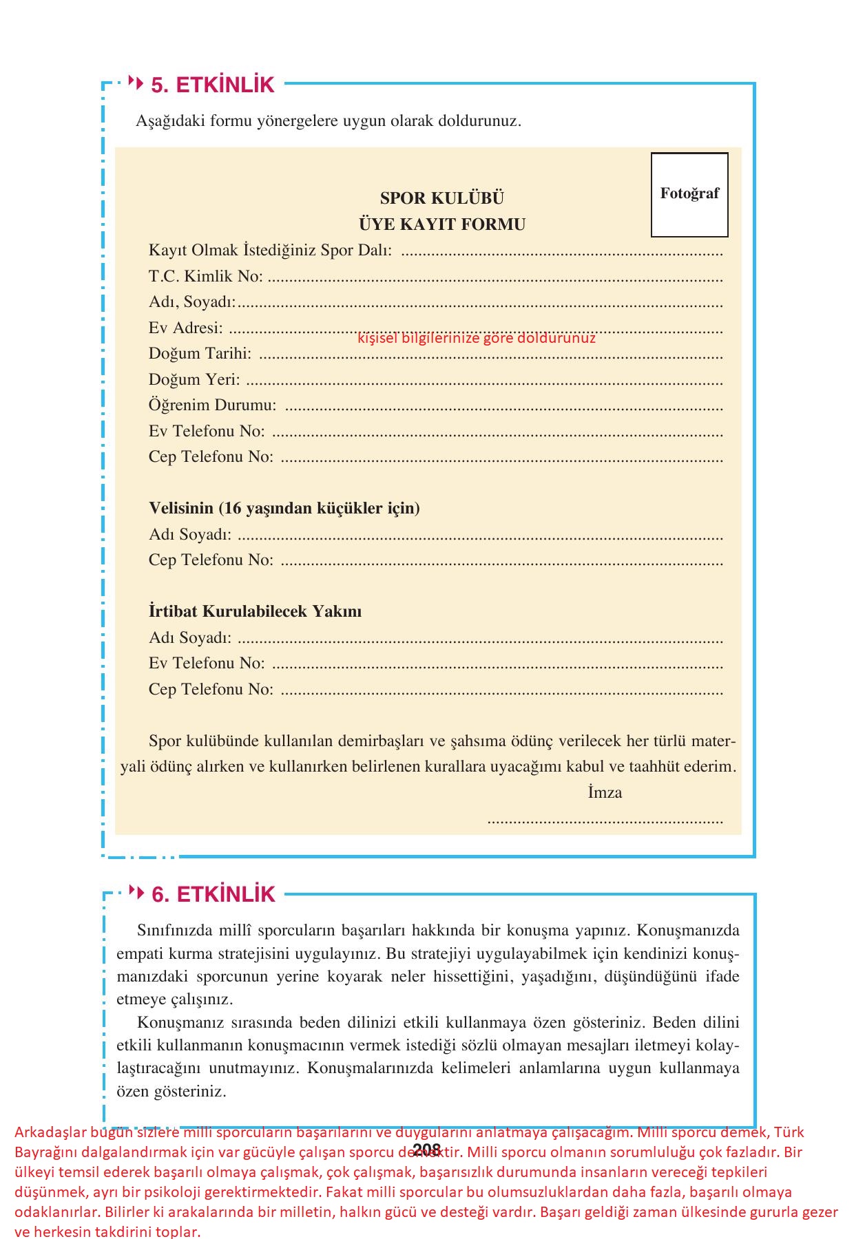 8. Sınıf Hecce Yayınları Türkçe Ders Kitabı Sayfa 208 Cevapları