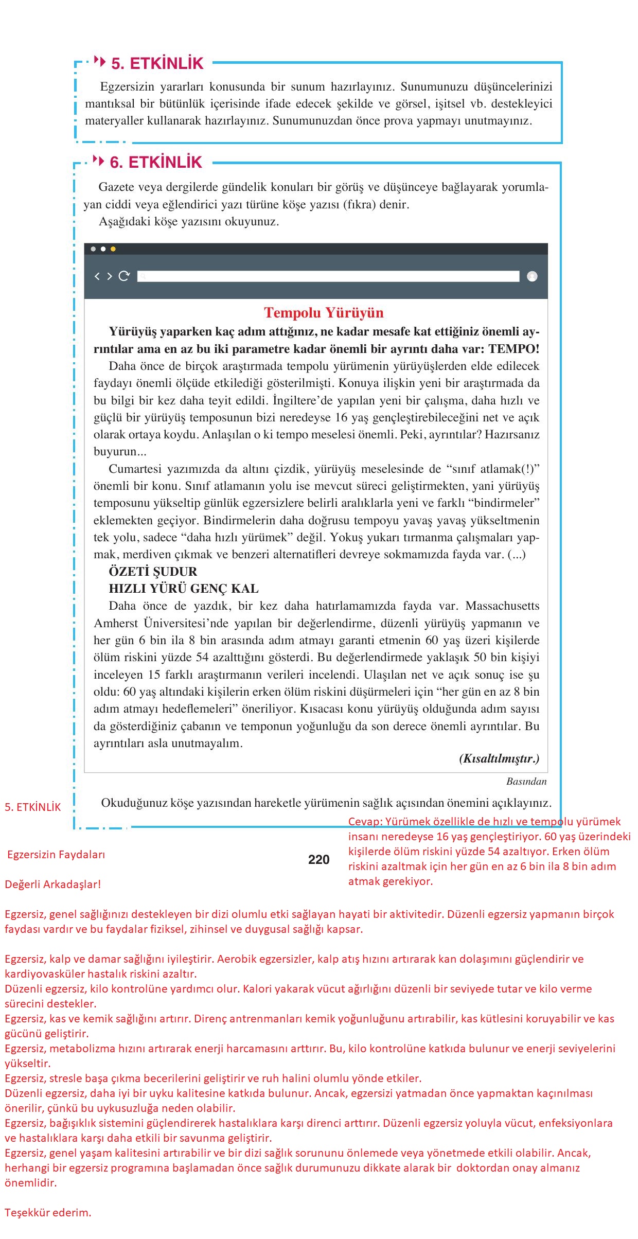 8. Sınıf Hecce Yayınları Türkçe Ders Kitabı Sayfa 220 Cevapları