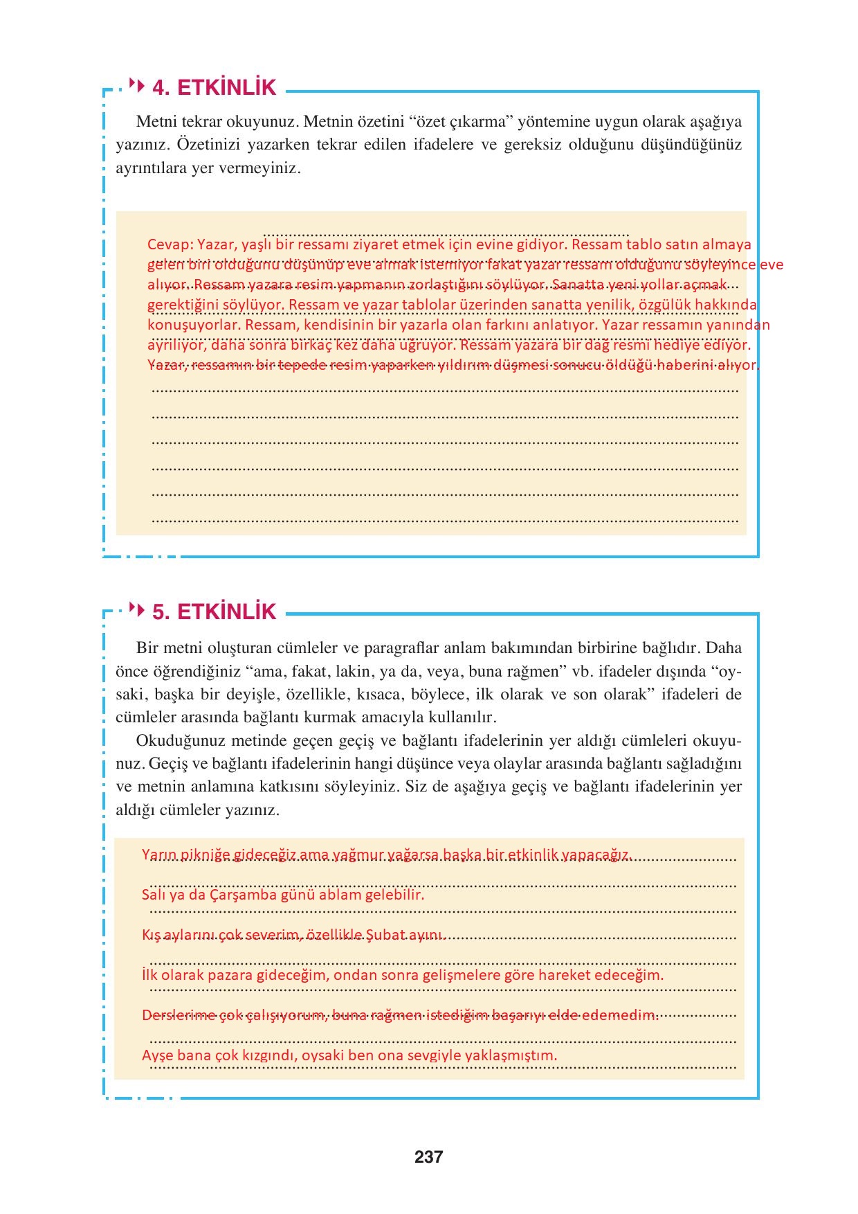 8. Sınıf Hecce Yayınları Türkçe Ders Kitabı Sayfa 237 Cevapları 8. Sınıf Hecce Yayınları Türkçe Ders Kitabı Sayfa 237 Cevapları