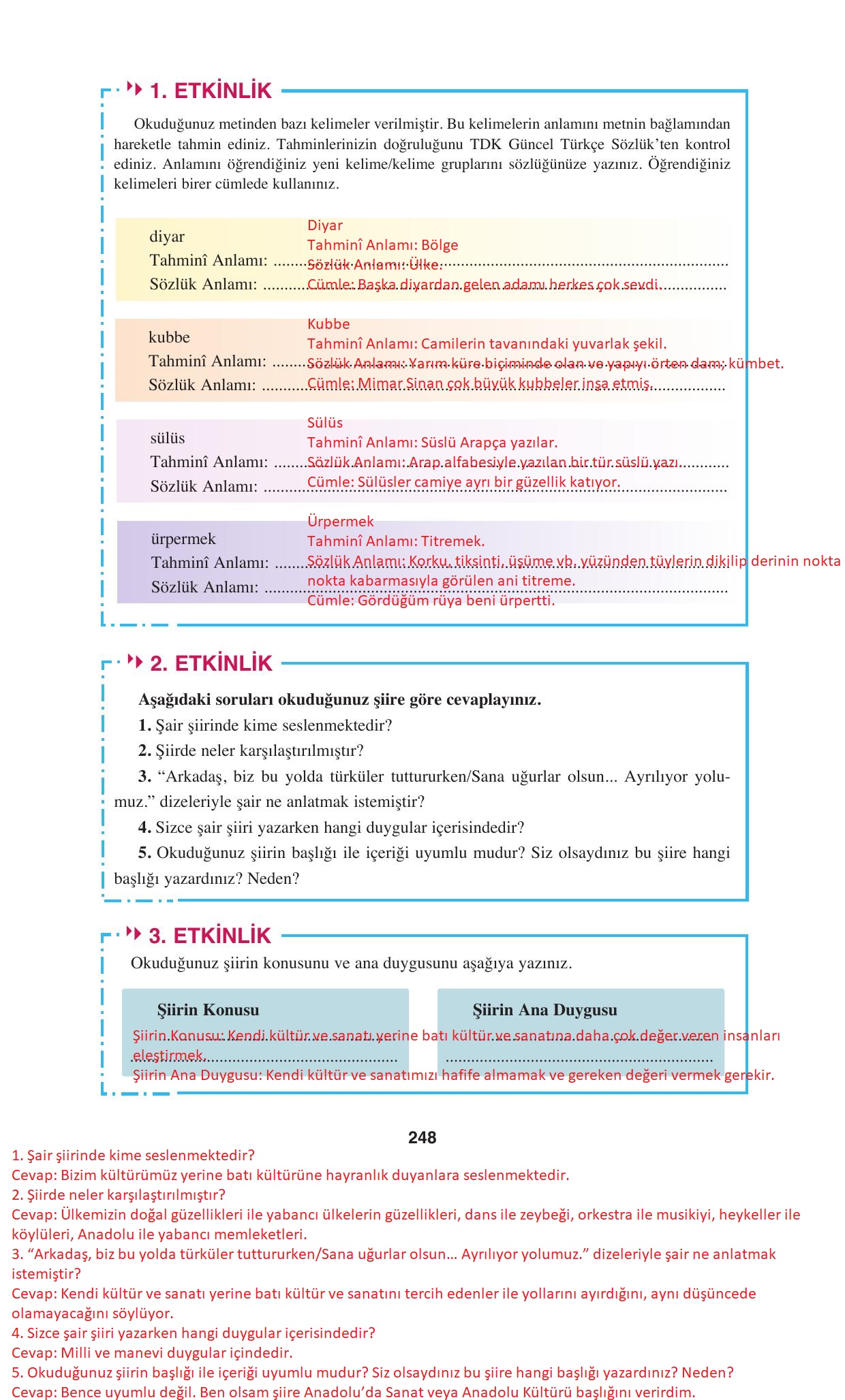 8. Sınıf Hecce Yayınları Türkçe Ders Kitabı Sayfa 248 Cevapları 8. Sınıf Hecce Yayınları Türkçe Ders Kitabı Sayfa 248 Cevapları