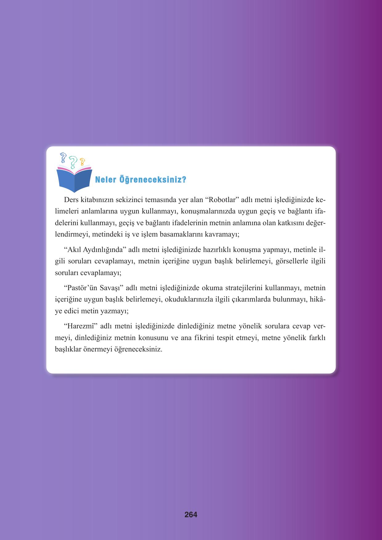 8. Sınıf Hecce Yayınları Türkçe Ders Kitabı Sayfa 264 Cevapları