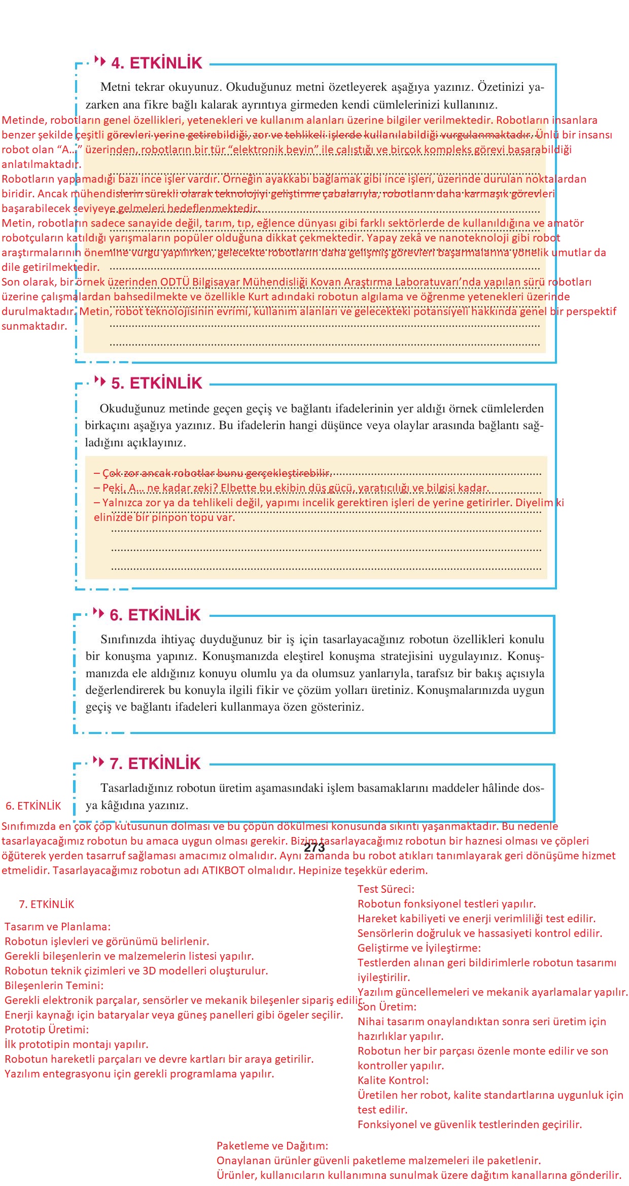 8. Sınıf Hecce Yayınları Türkçe Ders Kitabı Sayfa 273 Cevapları