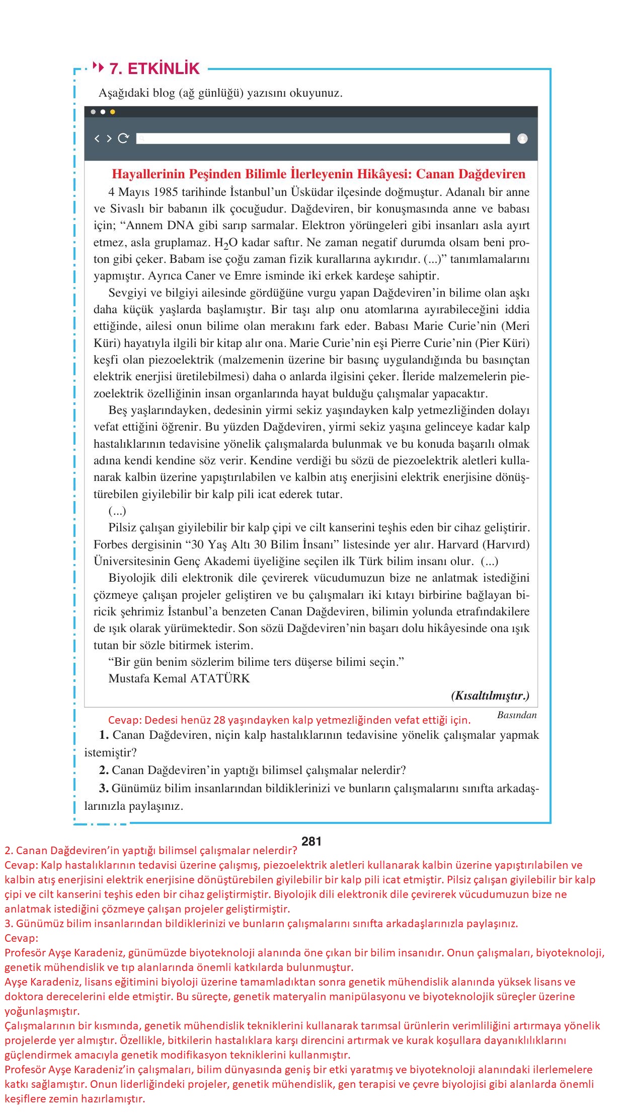 8. Sınıf Hecce Yayınları Türkçe Ders Kitabı Sayfa 281 Cevapları 8. Sınıf Hecce Yayınları Türkçe Ders Kitabı Sayfa 281 Cevapları