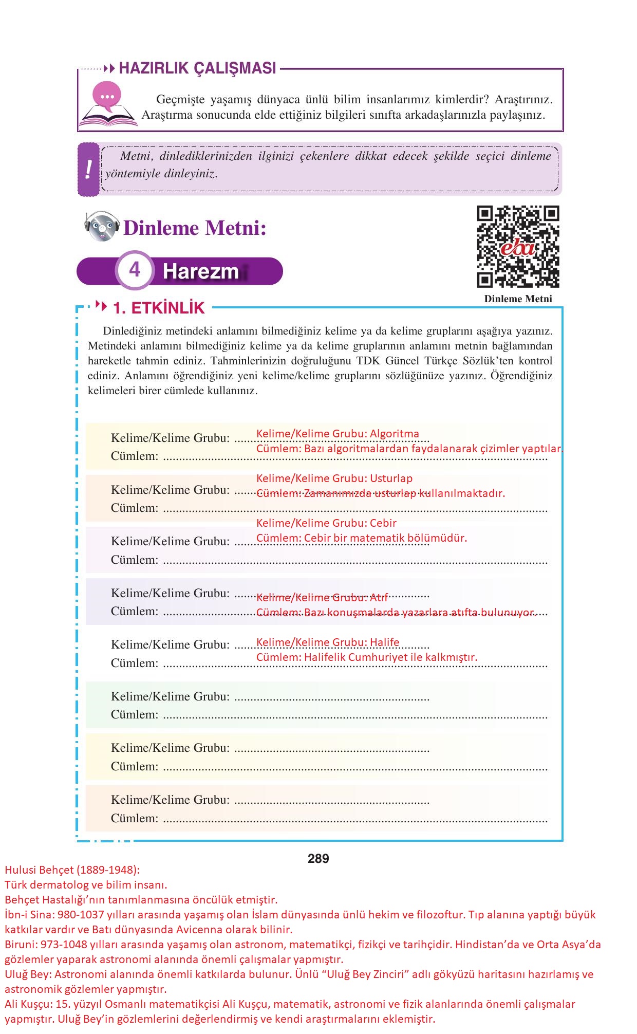 8. Sınıf Hecce Yayınları Türkçe Ders Kitabı Sayfa 289 Cevapları 8. Sınıf Hecce Yayınları Türkçe Ders Kitabı Sayfa 289 Cevapları