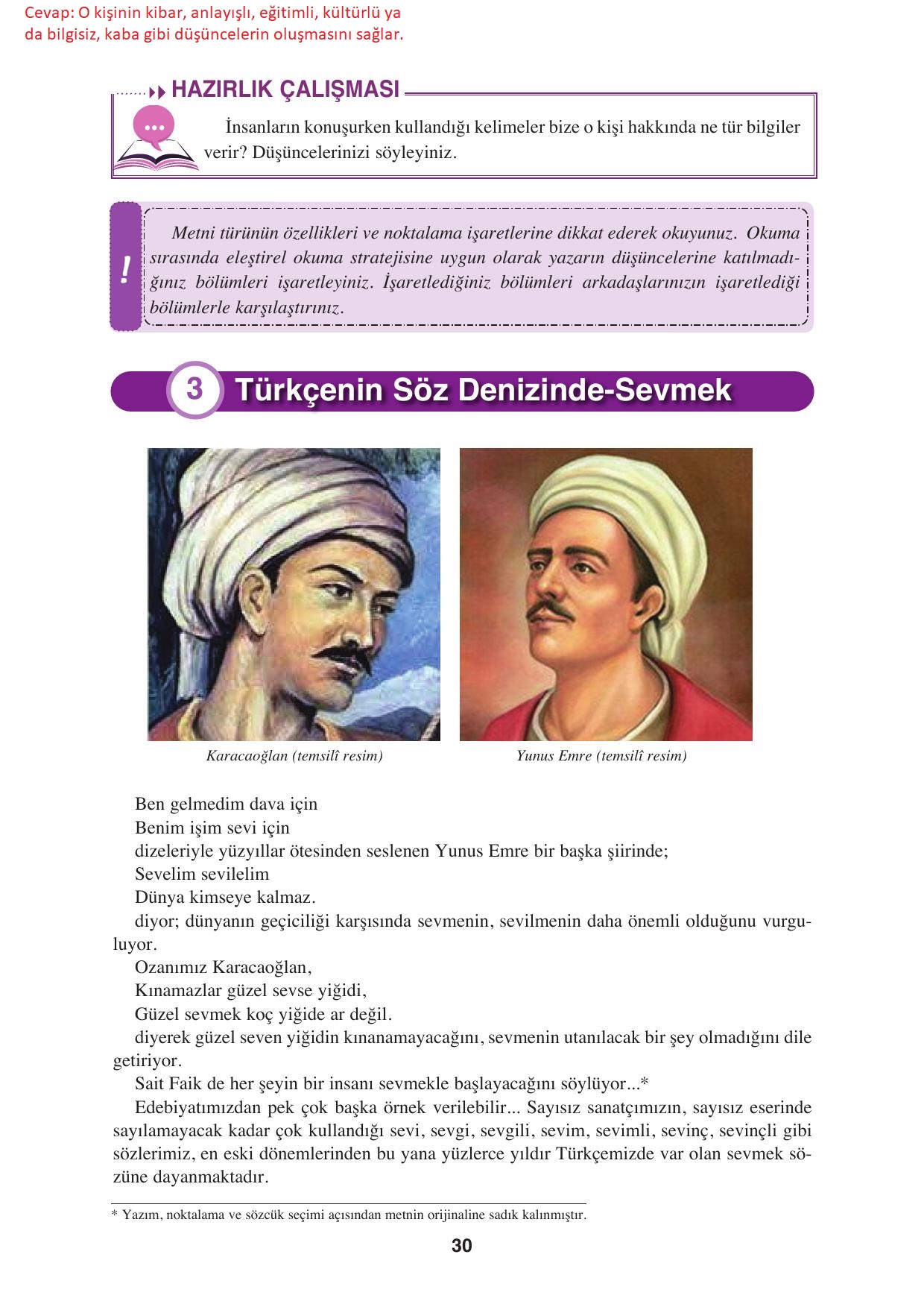 8. Sınıf Hecce Yayınları Türkçe Ders Kitabı Sayfa 30 Cevapları