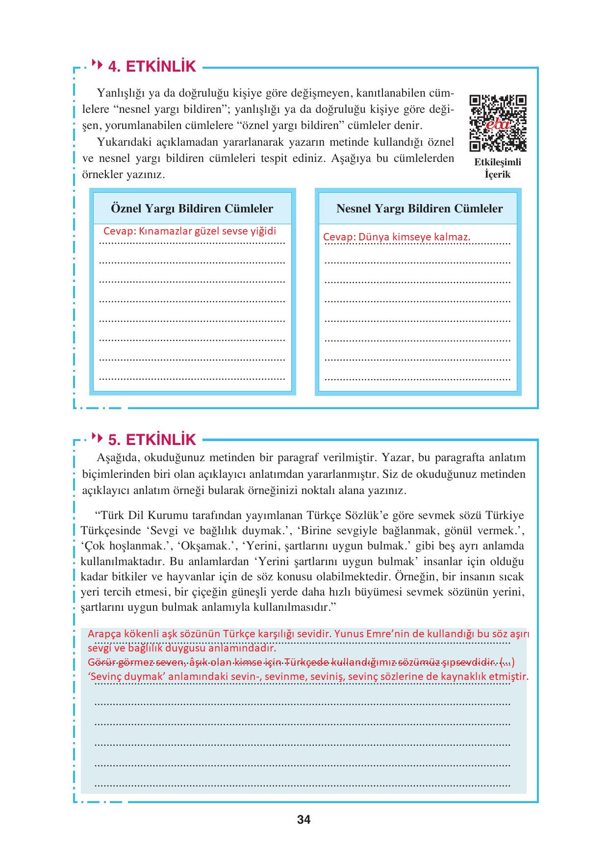 8. Sınıf Hecce Yayınları Türkçe Ders Kitabı Sayfa 34 Cevapları 8. Sınıf Hecce Yayınları Türkçe Ders Kitabı Sayfa 34 Cevapları