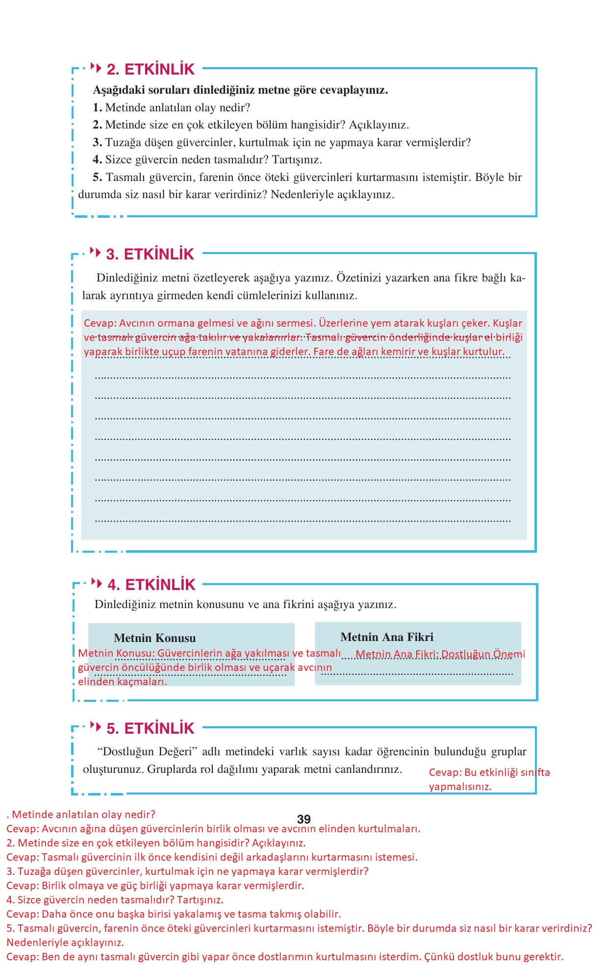 8. Sınıf Hecce Yayınları Türkçe Ders Kitabı Sayfa 39 Cevapları 8. Sınıf Hecce Yayınları Türkçe Ders Kitabı Sayfa 39 Cevapları