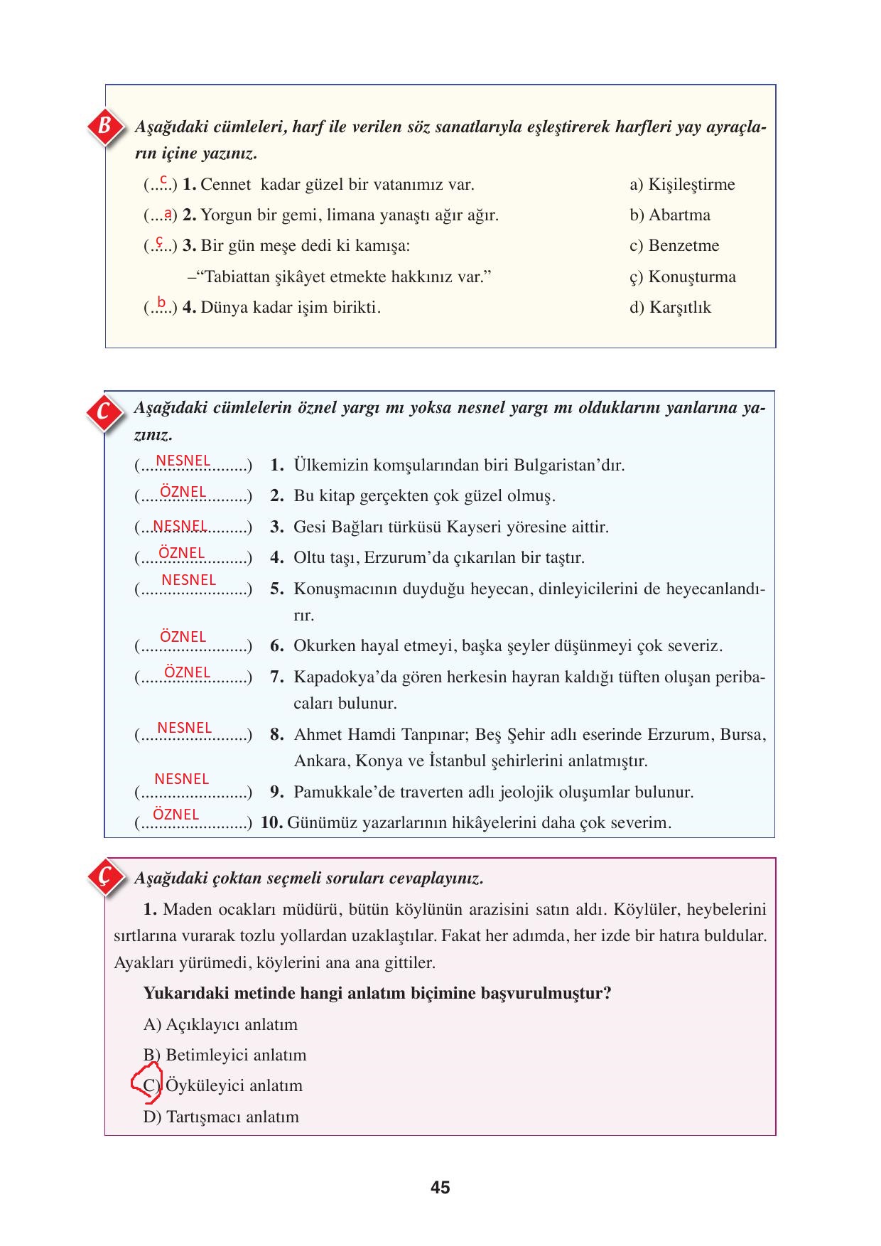 8. Sınıf Hecce Yayınları Türkçe Ders Kitabı Sayfa 45 Cevapları 8. Sınıf Hecce Yayınları Türkçe Ders Kitabı Sayfa 45 Cevapları