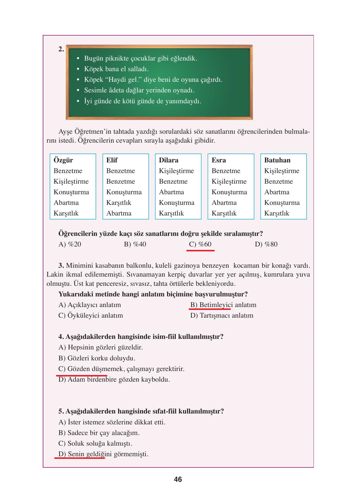 8. Sınıf Hecce Yayınları Türkçe Ders Kitabı Sayfa 46 Cevapları