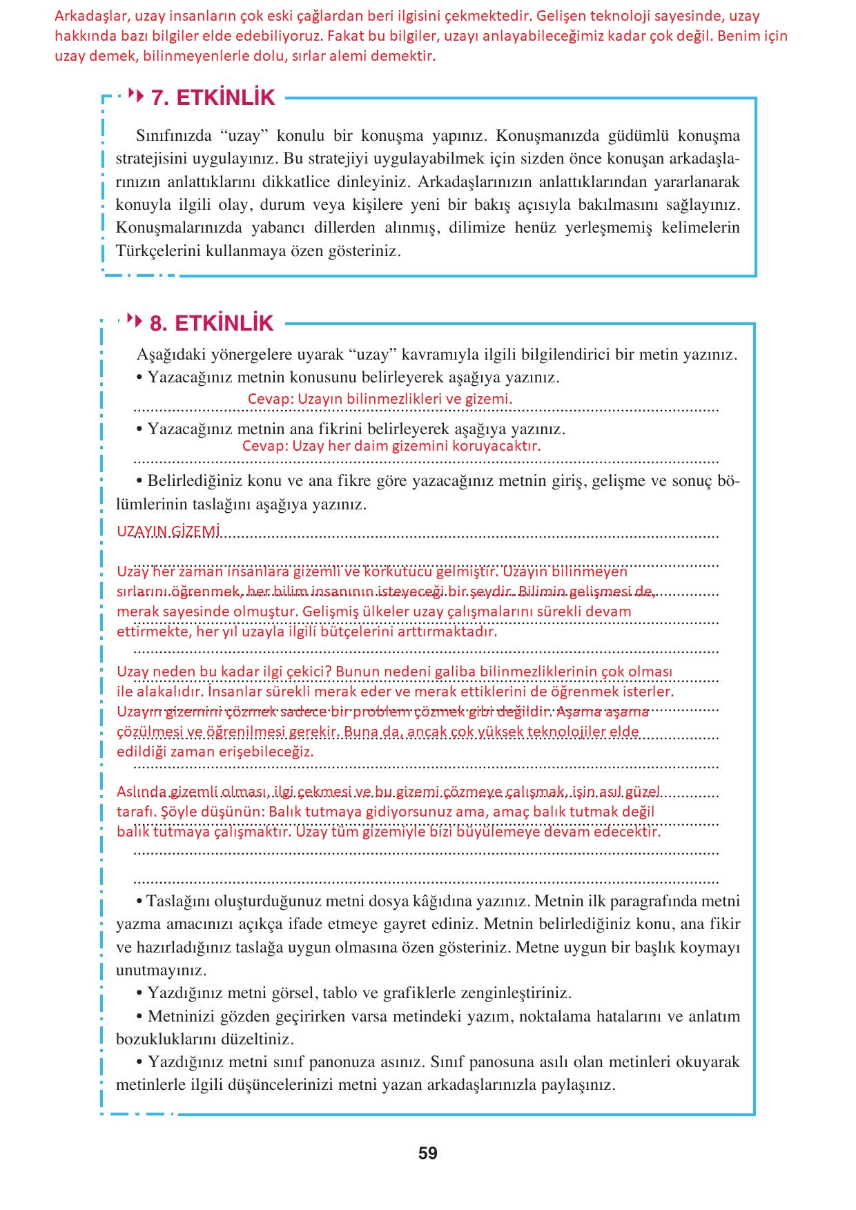 8. Sınıf Hecce Yayınları Türkçe Ders Kitabı Sayfa 59 Cevapları 8. Sınıf Hecce Yayınları Türkçe Ders Kitabı Sayfa 59 Cevapları