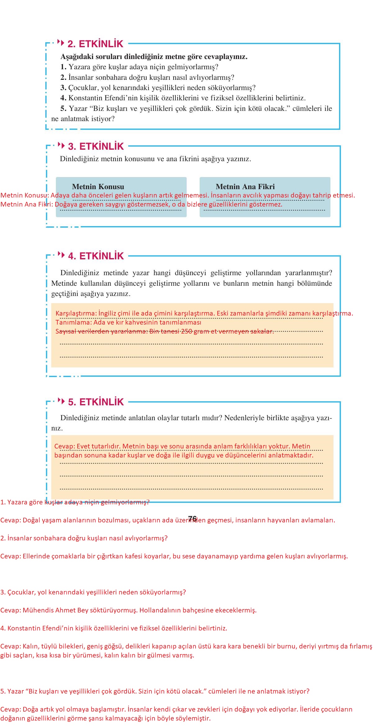 8. Sınıf Hecce Yayınları Türkçe Ders Kitabı Sayfa 76 Cevapları 8. Sınıf Hecce Yayınları Türkçe Ders Kitabı Sayfa 76 Cevapları