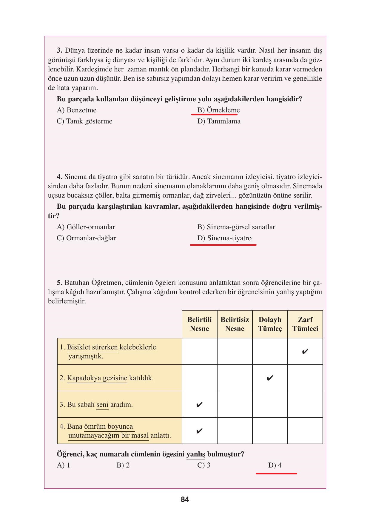 8. Sınıf Hecce Yayınları Türkçe Ders Kitabı Sayfa 84 Cevapları