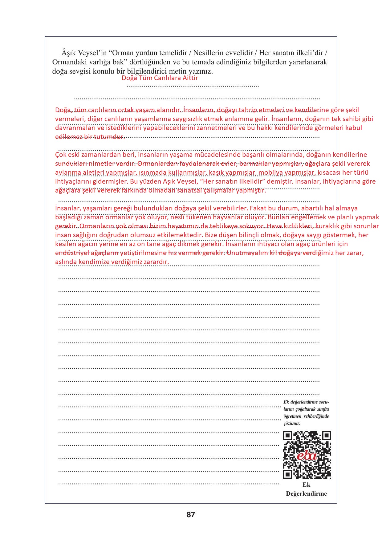 8. Sınıf Hecce Yayınları Türkçe Ders Kitabı Sayfa 87 Cevapları 8. Sınıf Hecce Yayınları Türkçe Ders Kitabı Sayfa 87 Cevapları