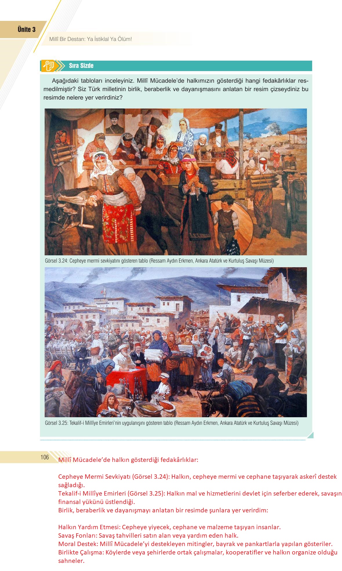 8. Sınıf Semih Ofset Sek Yayınları İnkılap Tarihi Ders Kitabı Sayfa 106 Cevapları