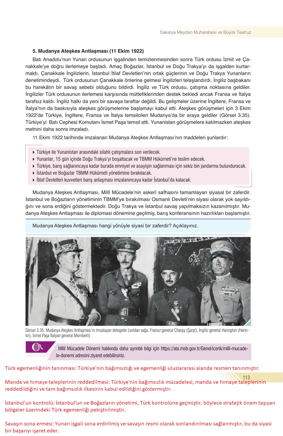 8. Sınıf Semih Ofset Sek Yayınları İnkılap Tarihi Ders Kitabı Sayfa 113 Cevapları