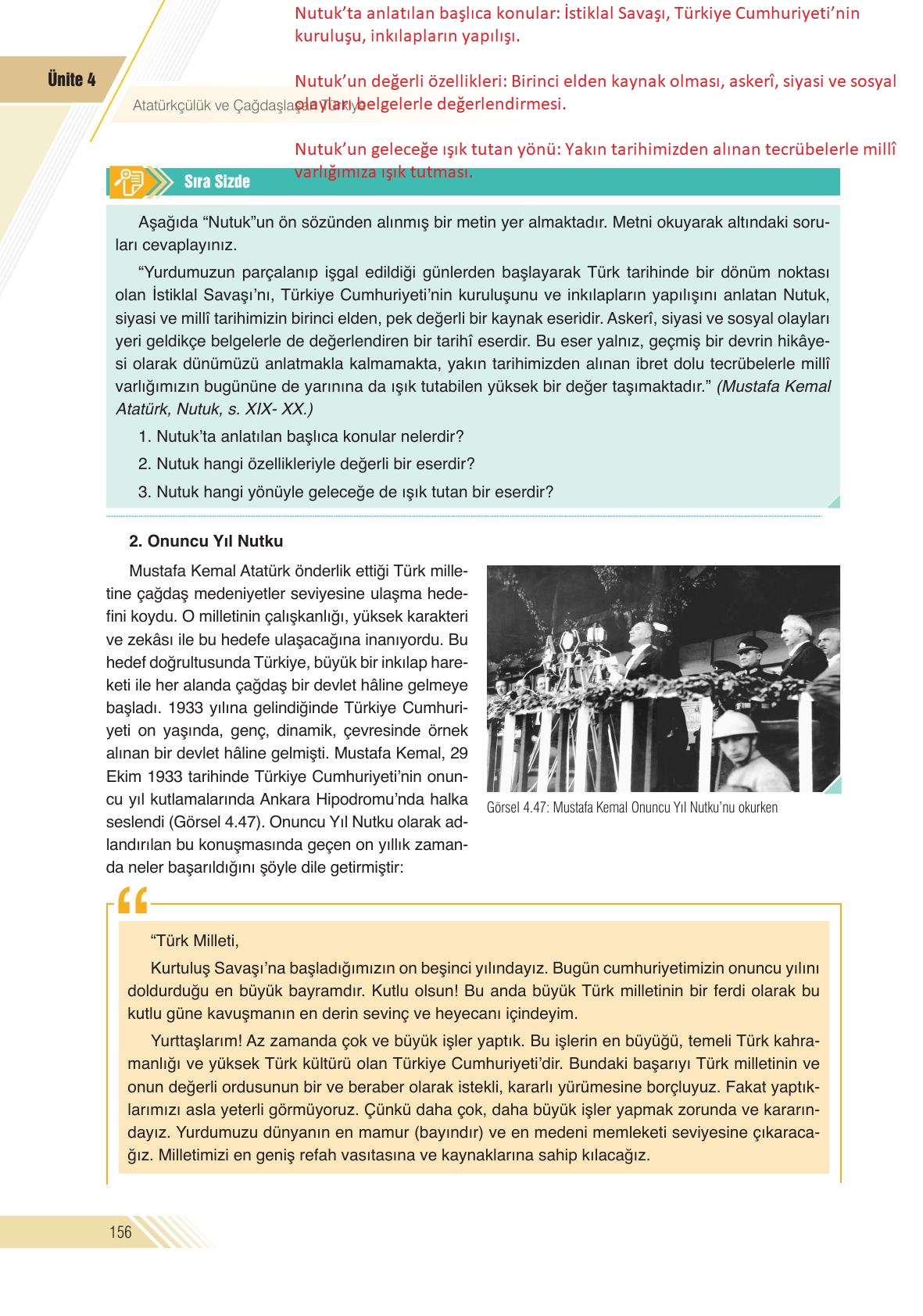 8. Sınıf Semih Ofset Sek Yayınları İnkılap Tarihi Ders Kitabı Sayfa 156 Cevapları