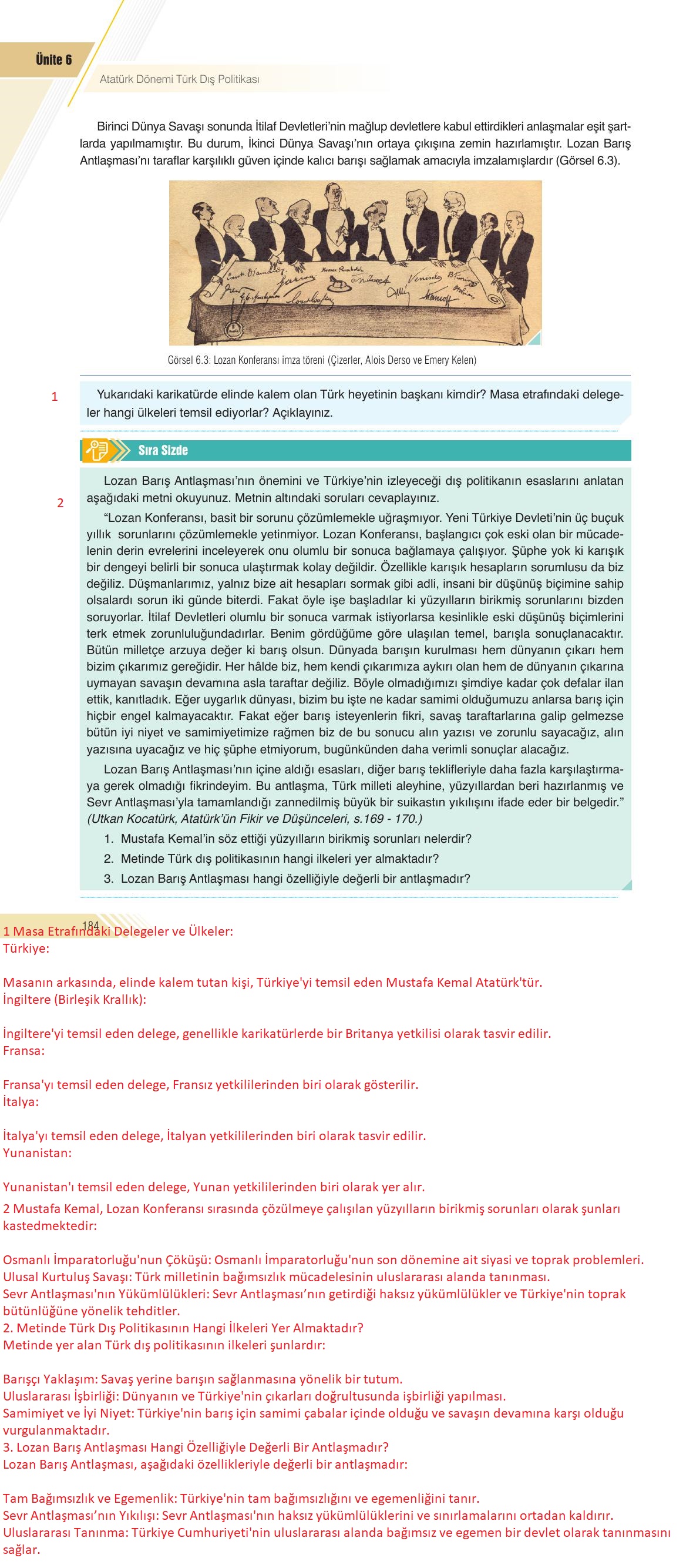 8. Sınıf Semih Ofset Sek Yayınları İnkılap Tarihi Ders Kitabı Sayfa 184 Cevapları