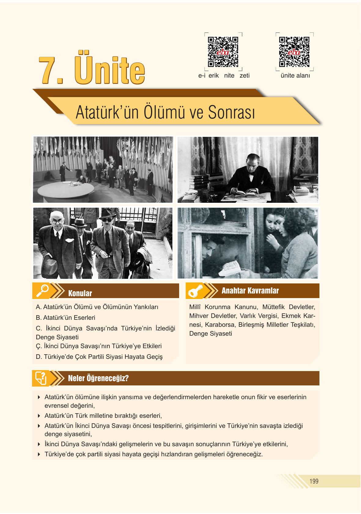 8. Sınıf Semih Ofset Sek Yayınları İnkılap Tarihi Ders Kitabı Sayfa 199 Cevapları