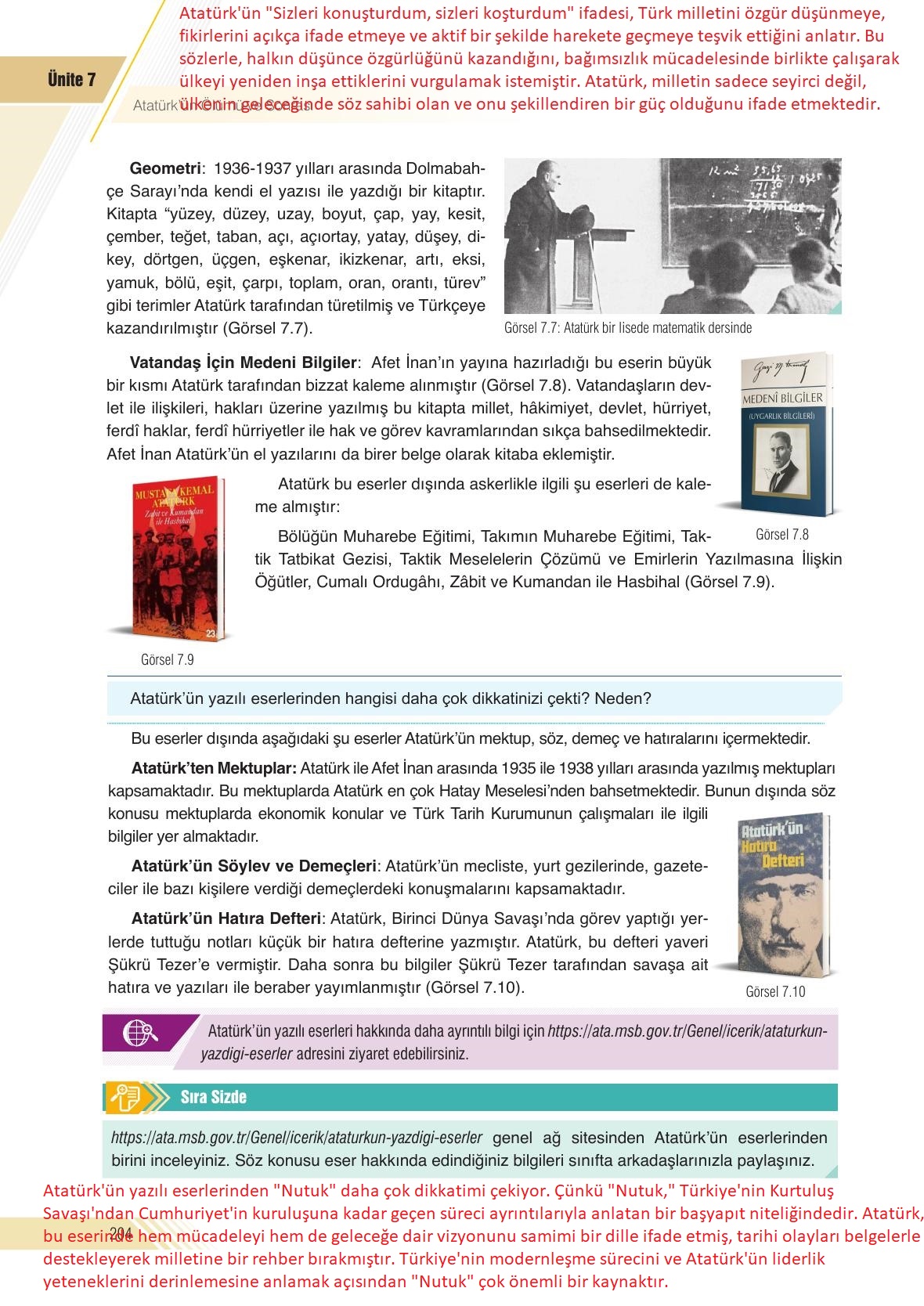 8. Sınıf Semih Ofset Sek Yayınları İnkılap Tarihi Ders Kitabı Sayfa 204 Cevapları