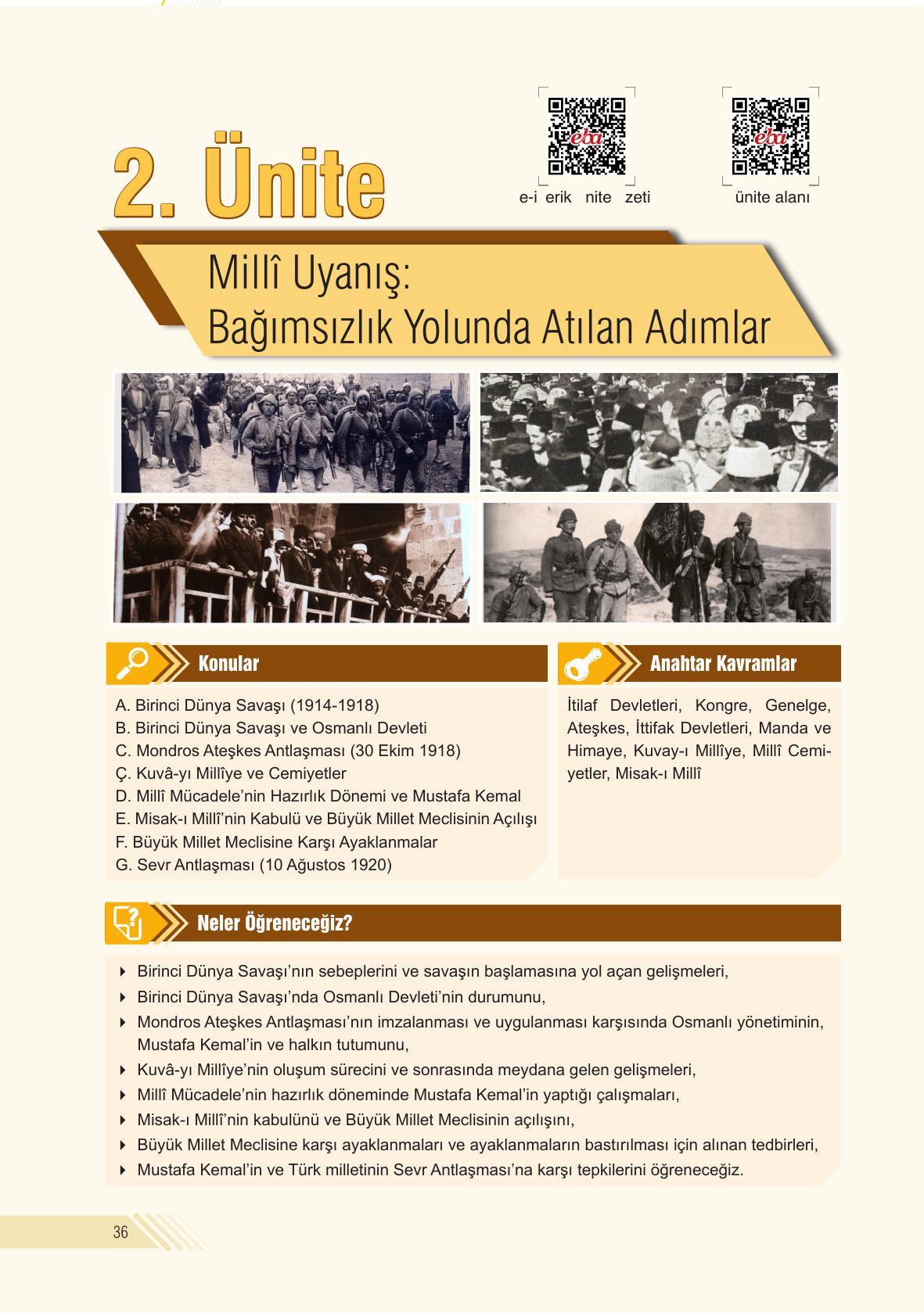 8. Sınıf Semih Ofset Sek Yayınları İnkılap Tarihi Ders Kitabı Sayfa 36 Cevapları