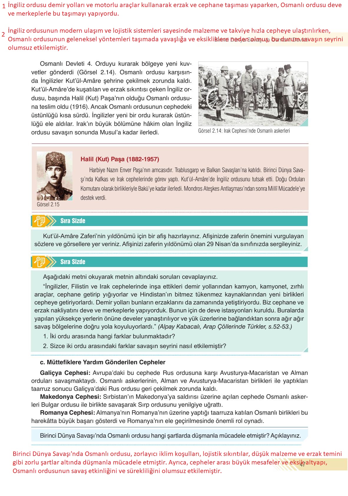 8. Sınıf Semih Ofset Sek Yayınları İnkılap Tarihi Ders Kitabı Sayfa 47 Cevapları