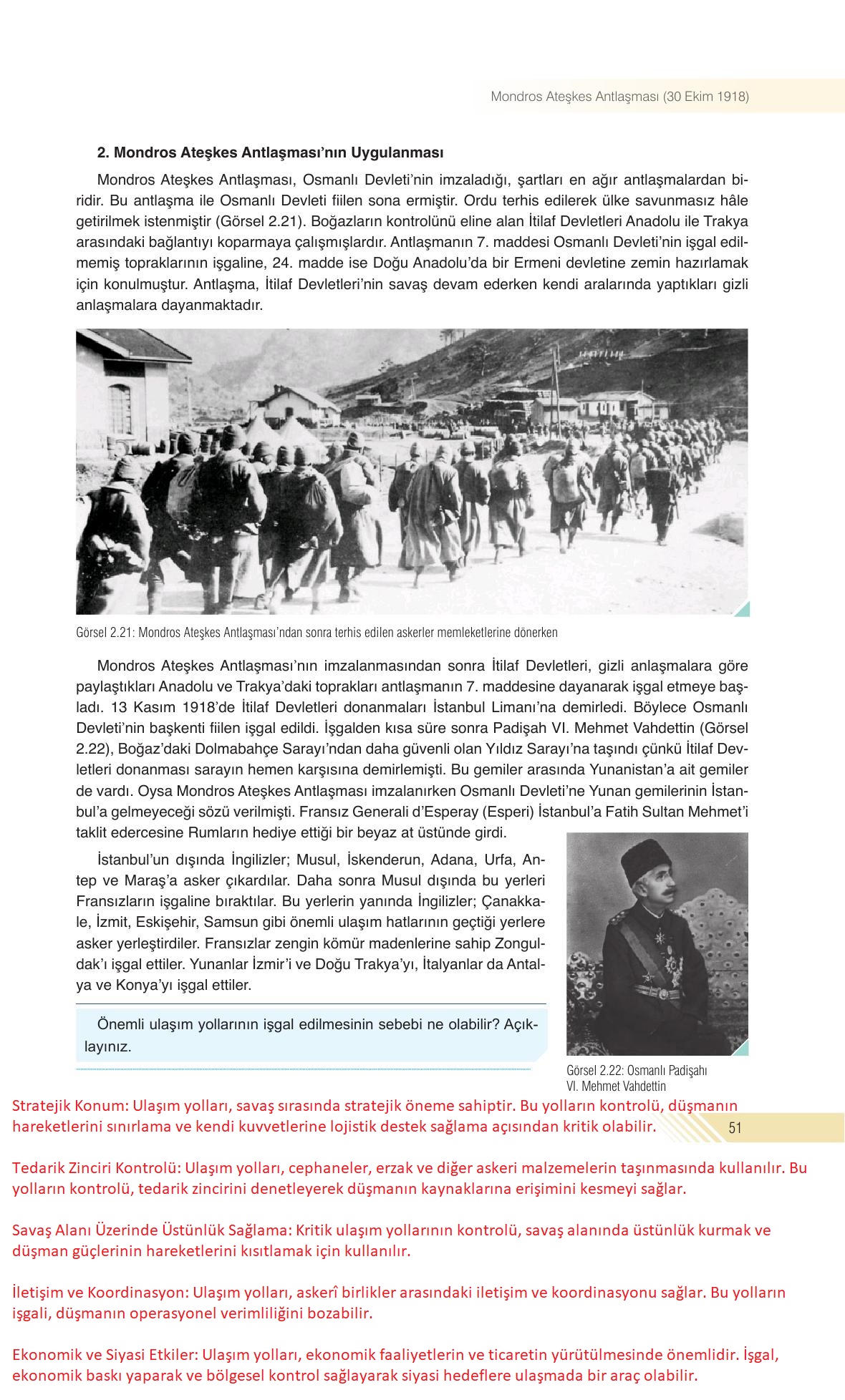 8. Sınıf Semih Ofset Sek Yayınları İnkılap Tarihi Ders Kitabı Sayfa 51 Cevapları