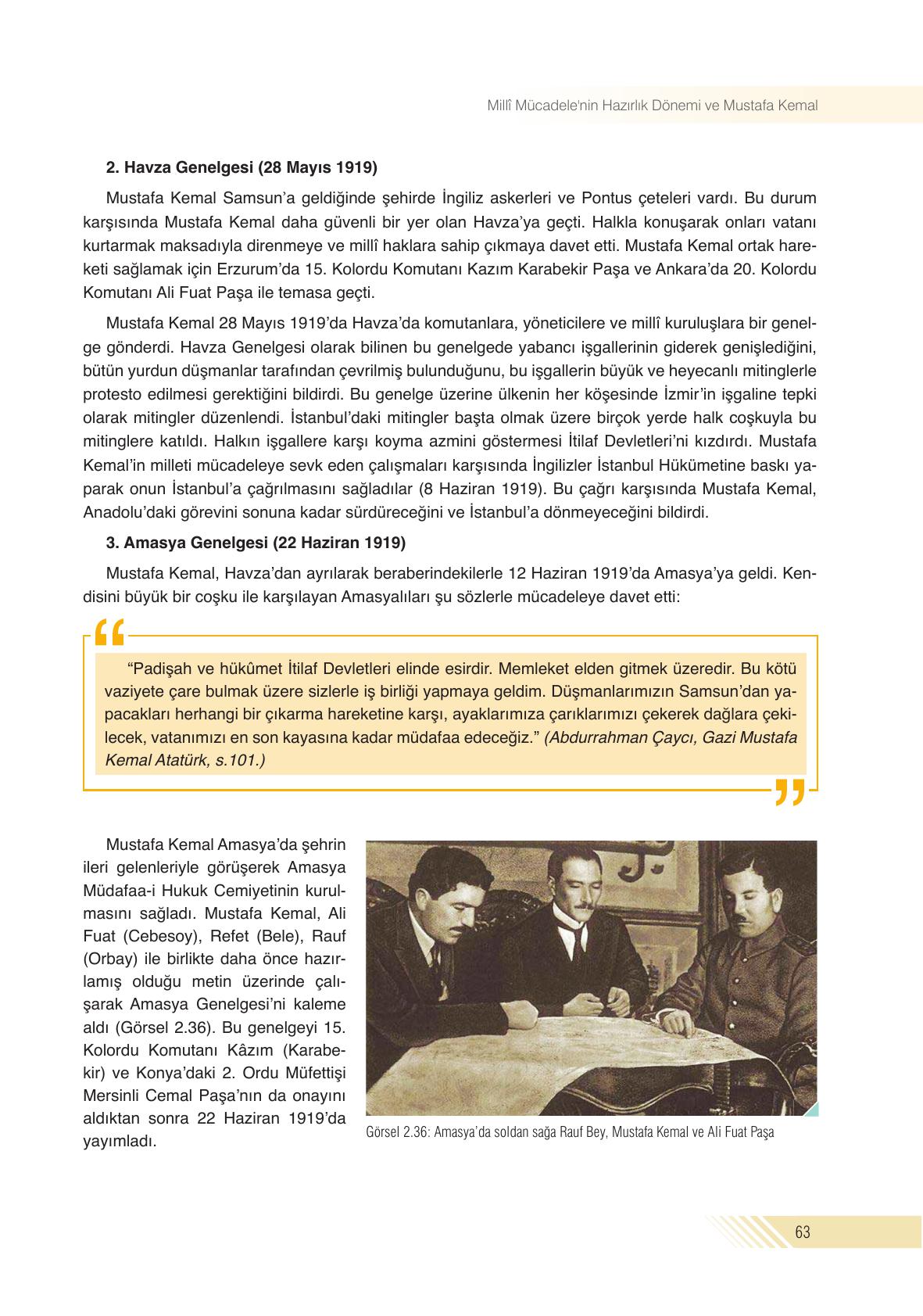 8. Sınıf Semih Ofset Sek Yayınları İnkılap Tarihi Ders Kitabı Sayfa 63 Cevapları