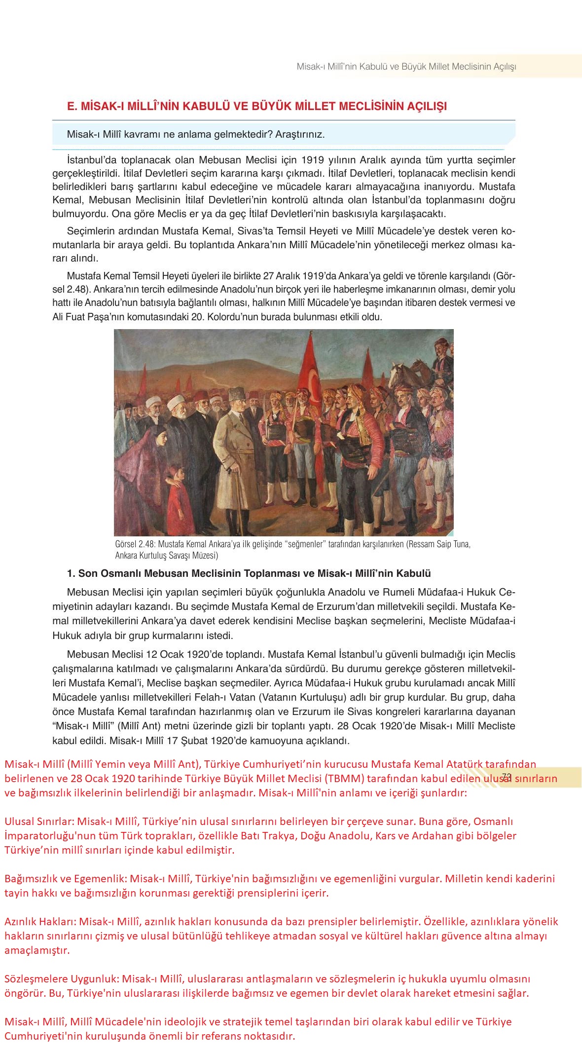 8. Sınıf Semih Ofset Sek Yayınları İnkılap Tarihi Ders Kitabı Sayfa 73 Cevapları