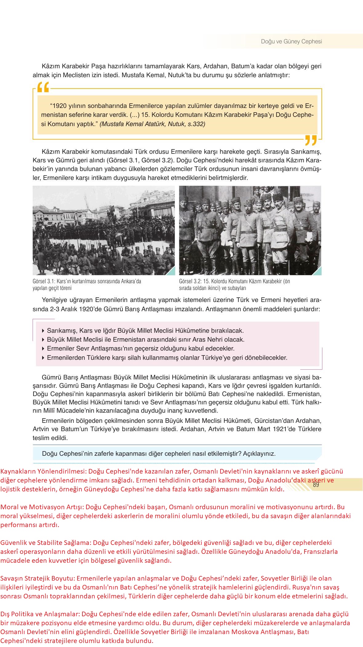 8. Sınıf Semih Ofset Sek Yayınları İnkılap Tarihi Ders Kitabı Sayfa 89 Cevapları