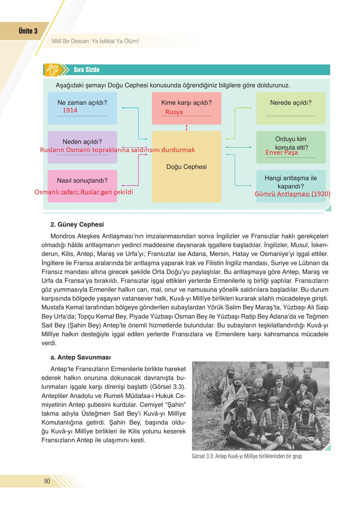 8. Sınıf Semih Ofset Sek Yayınları İnkılap Tarihi Ders Kitabı Sayfa 90 Cevapları